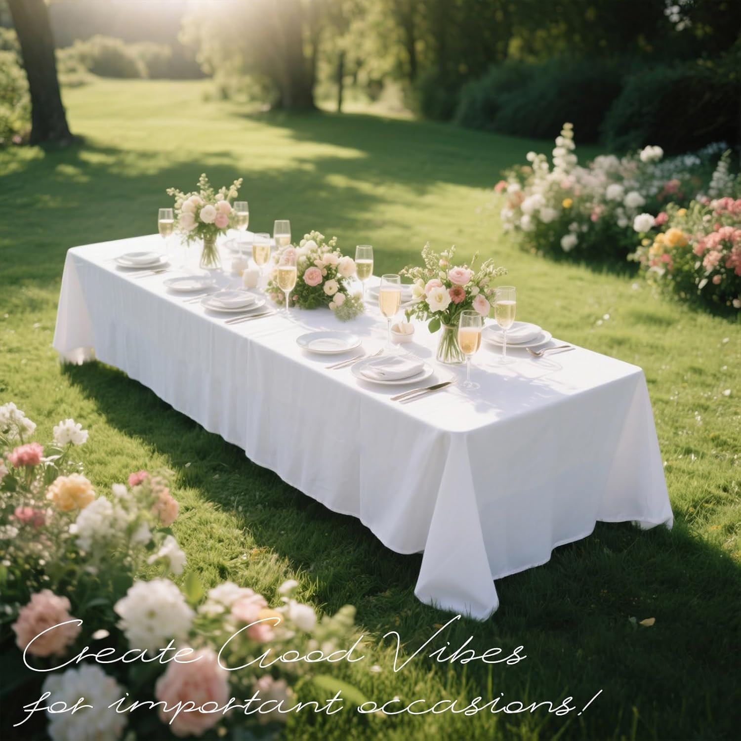 Wigenius 2 Pack White Polyester Tablecloths for 6ft Tables 60x102 Inch
