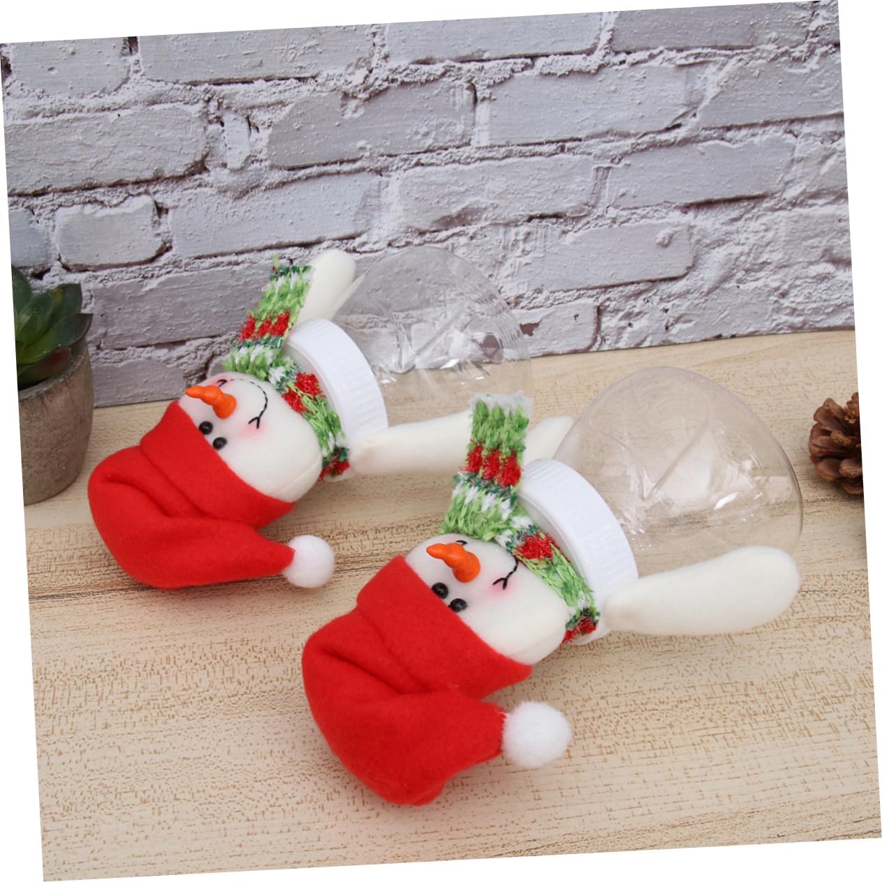BIUDECO Snowman Candy Containers 5 Pack Christmas Decorative Jars