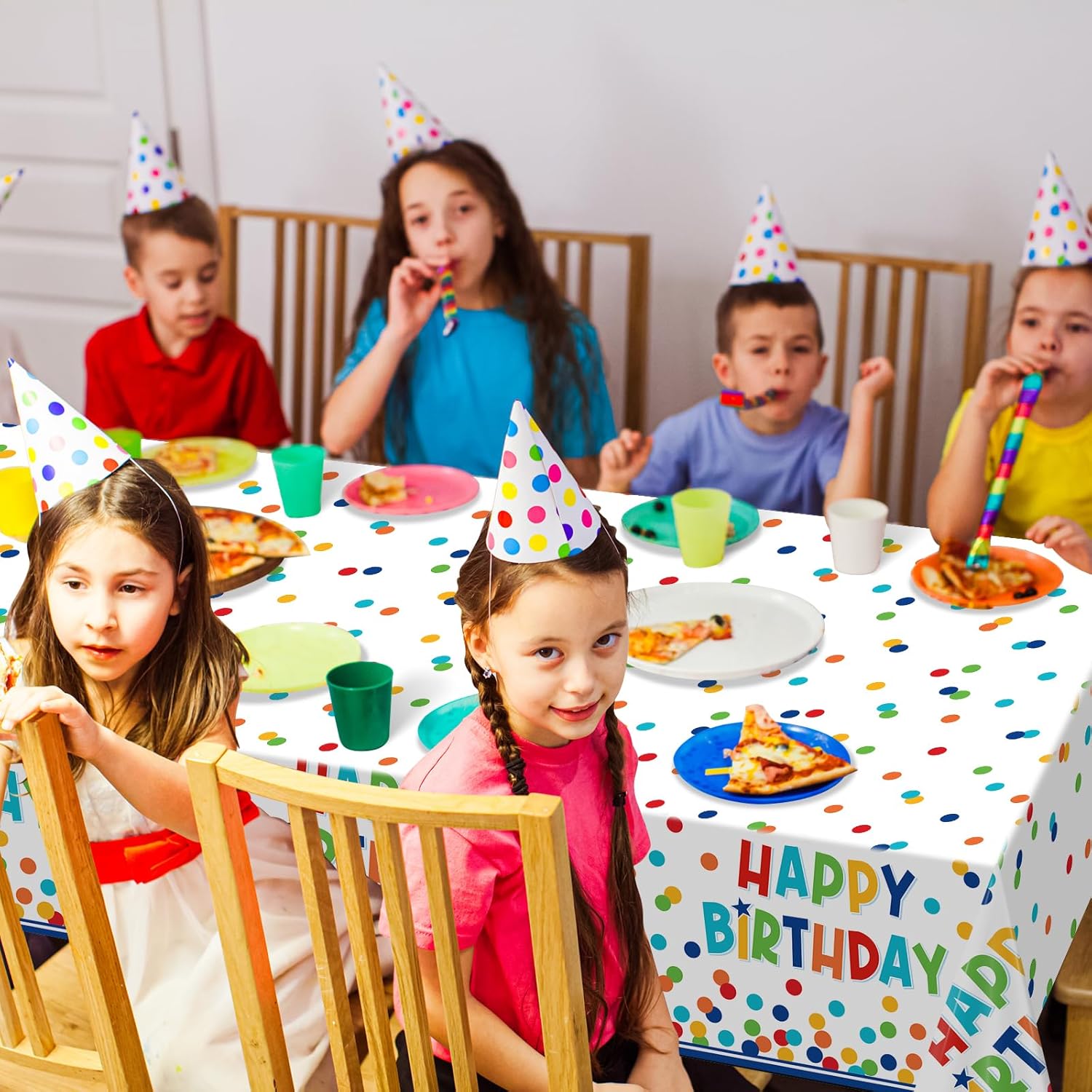 3 Pack Happy Birthday Tablecloths with Polka Dots