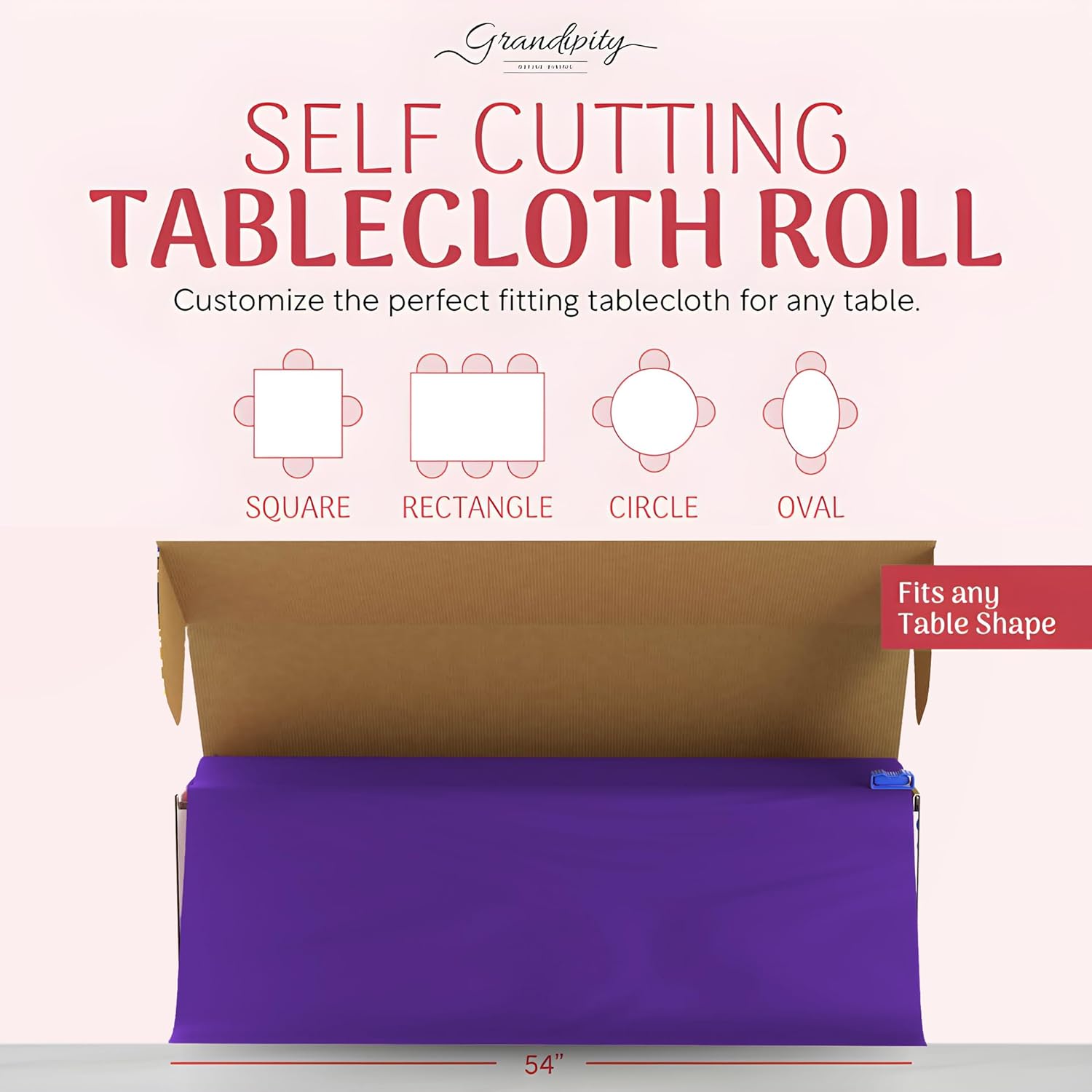Grandipity Plastic Tablecloth Roll Purple 54x300 Cut to Size