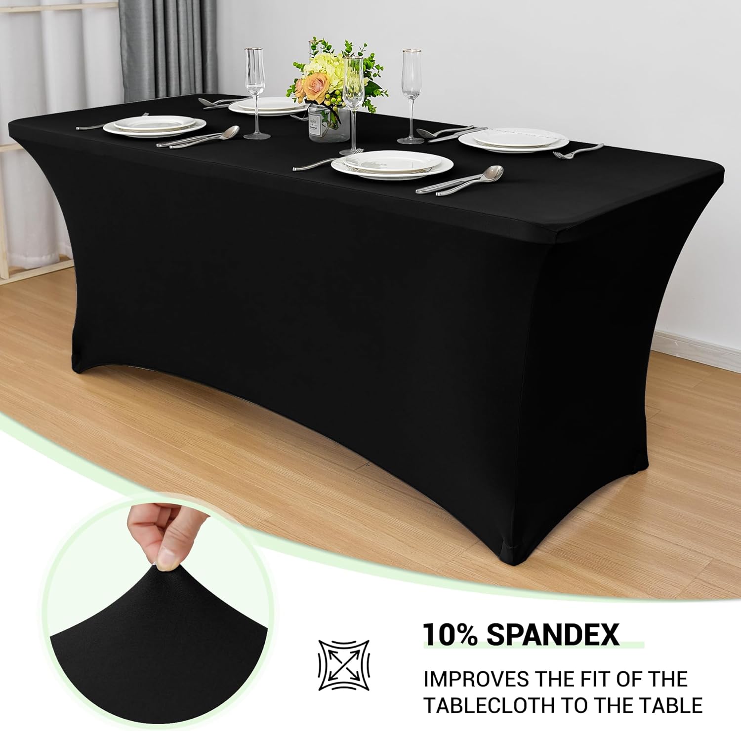 Obstal 6 Pack Stretch Spandex Table Covers for 6 Foot Tables