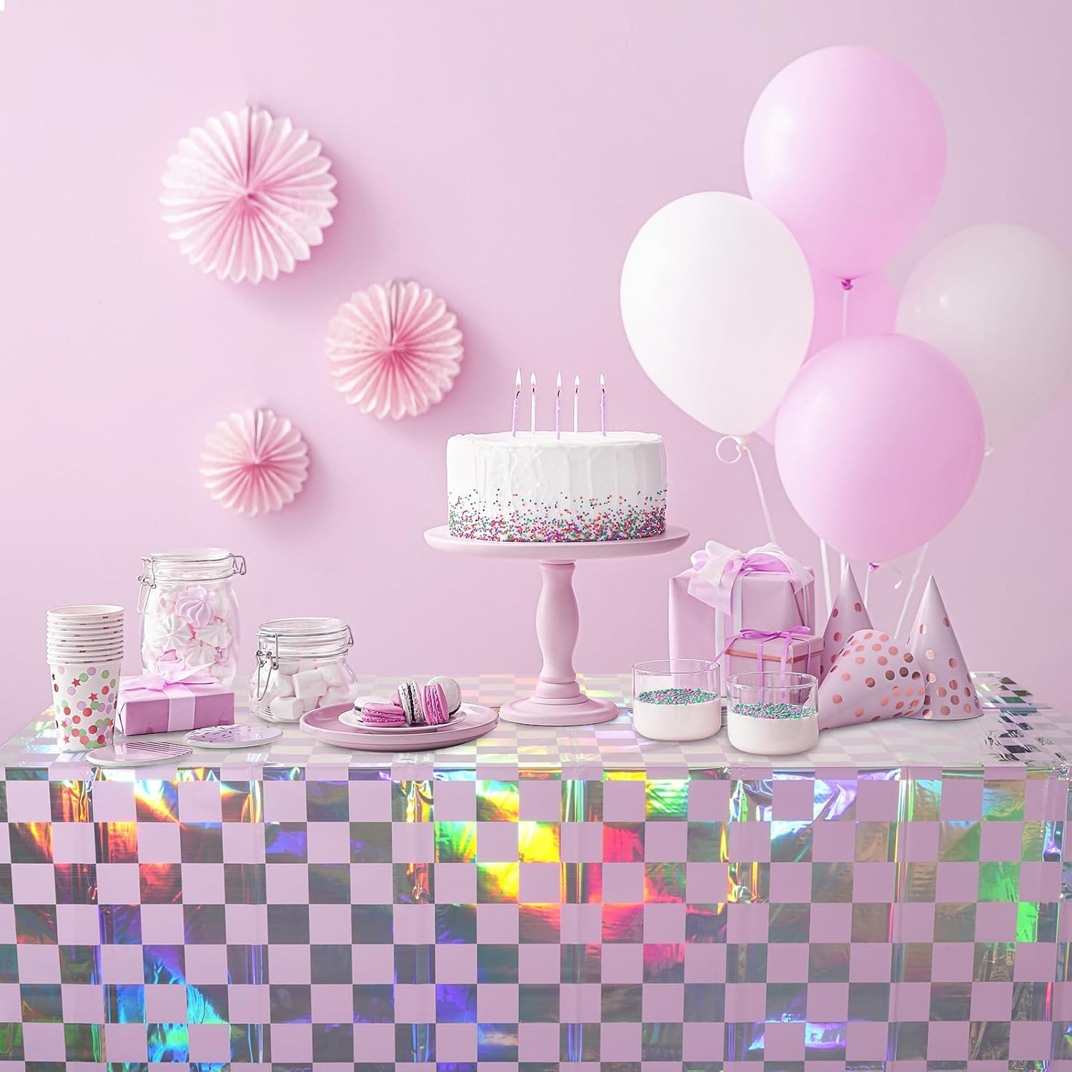 FunnyPars 3 Pack Iridescent Purple Tablecloths