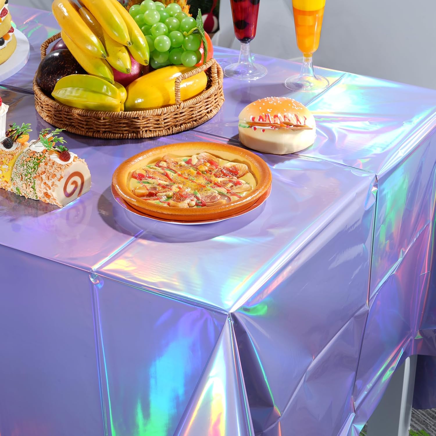 3 Pack Iridescent Light Purple Tablecloths for Parties