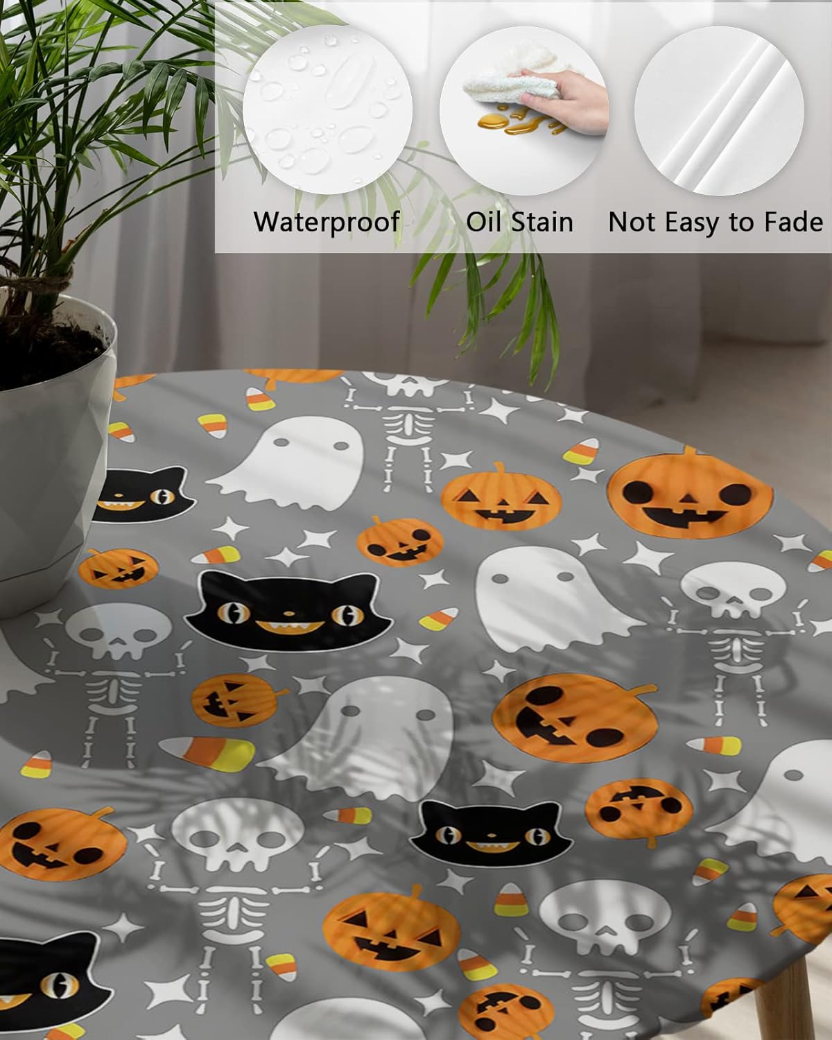 Halloween Fitted Round Tablecloth with Elastic Edge