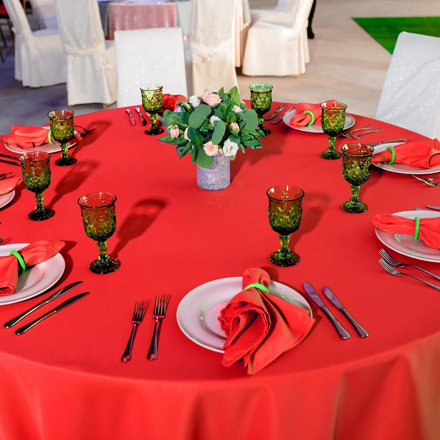 MASHAN 12 Pcs Red Black White Plastic Tablecloths