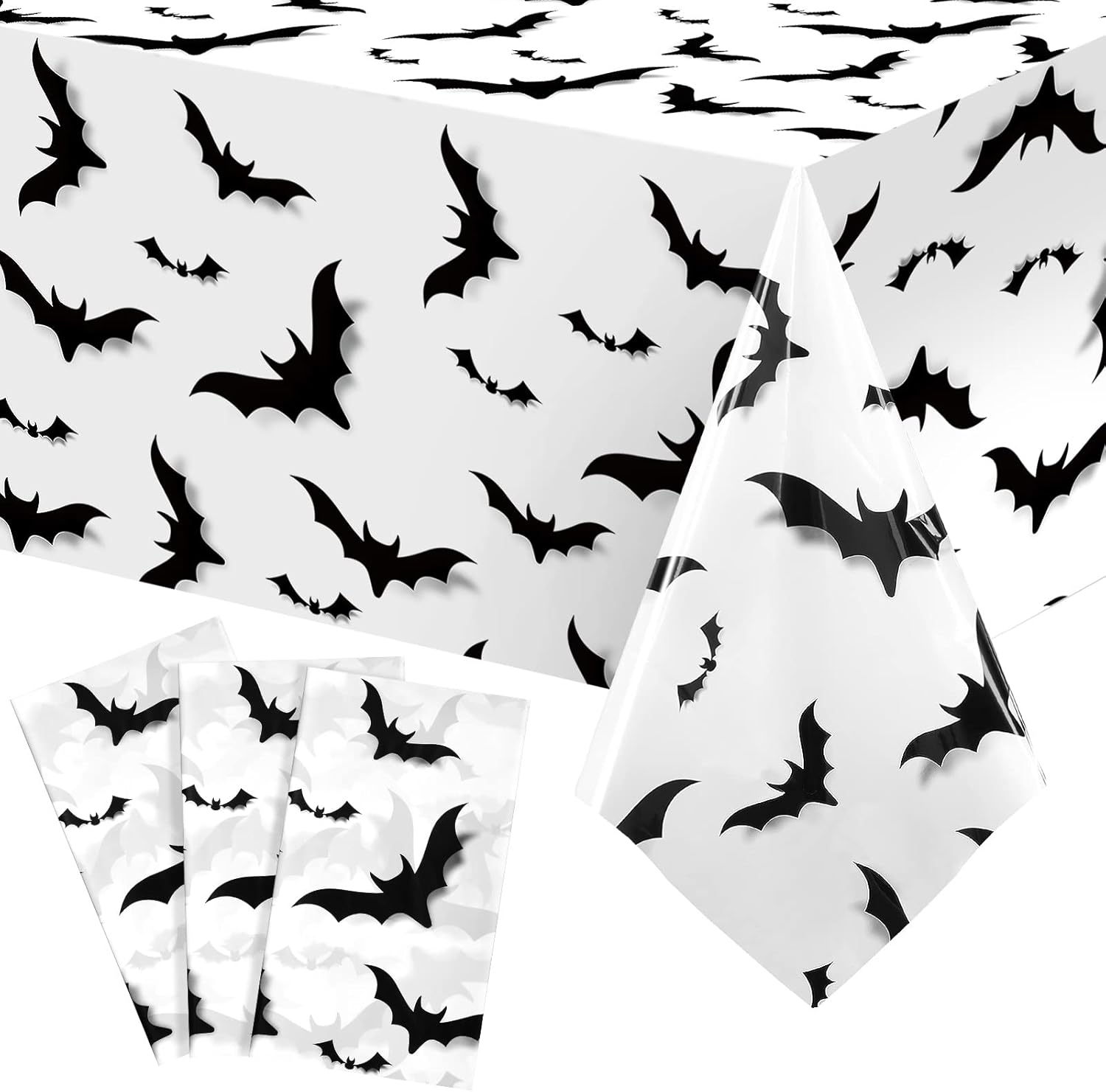 Tiamon 3 Pcs Halloween Bats Tablecloth