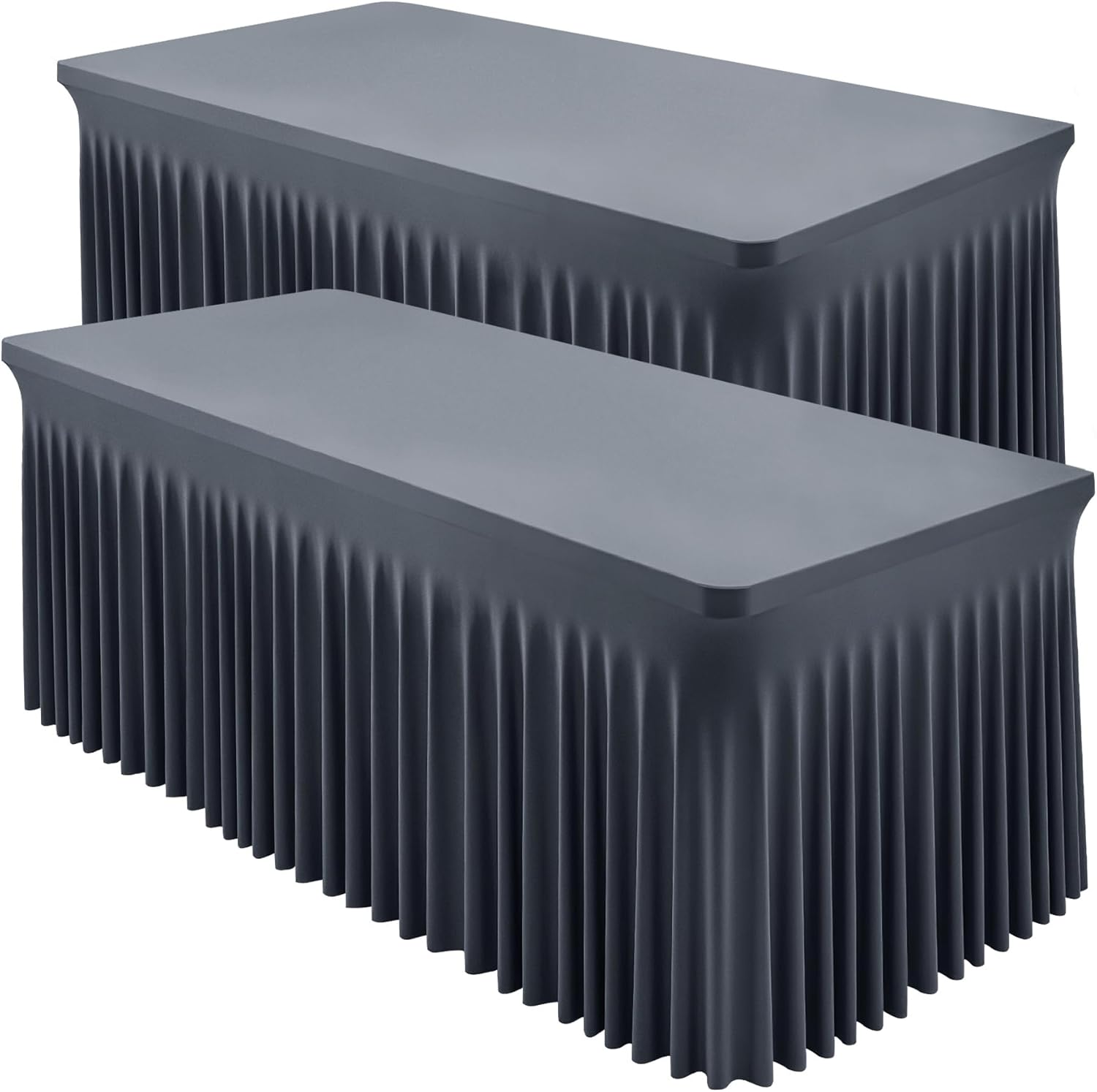 Shillance 2 Pack Grey Spandex Tablecloths for 6 Foot Rectangle Table