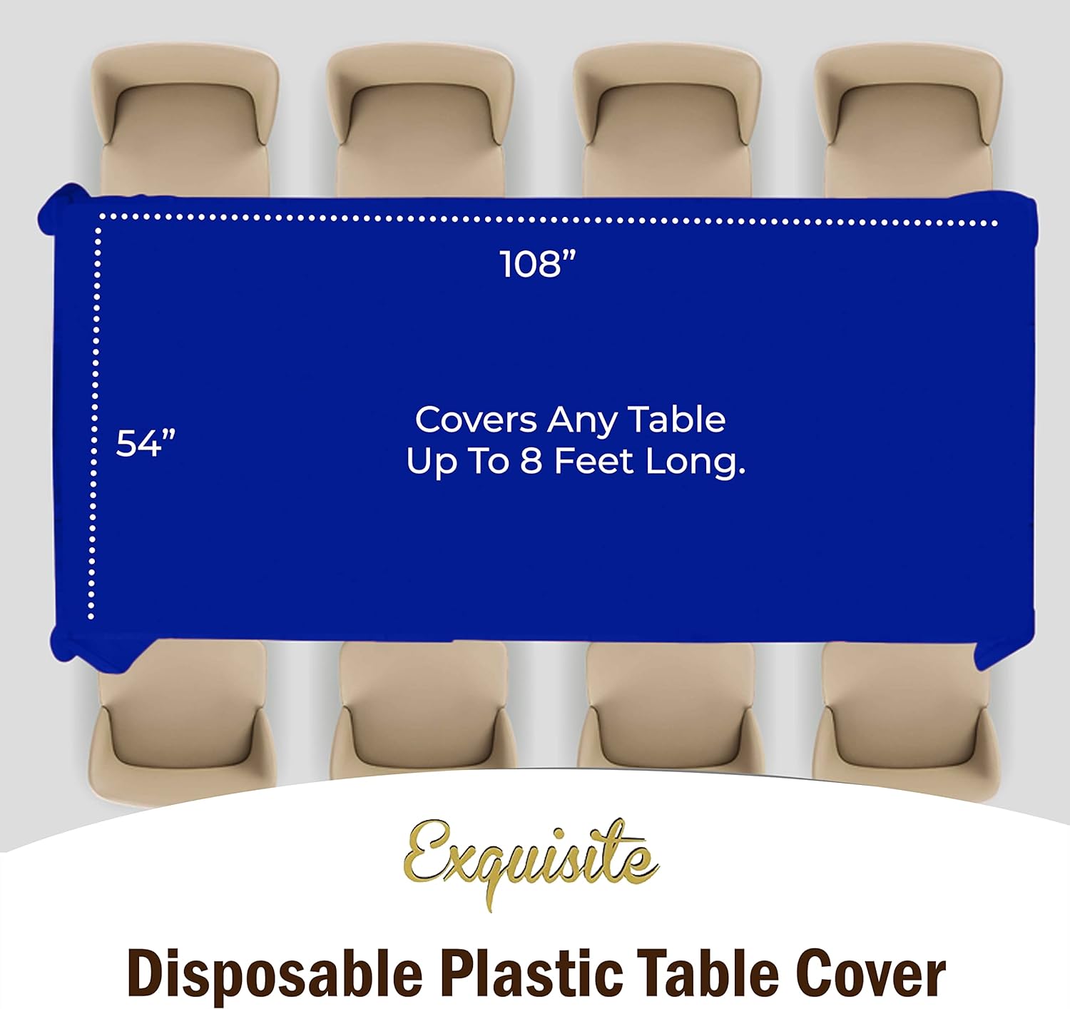 12-Pack Premium Plastic Tablecloth 54x108 Dark Blue Rectangle