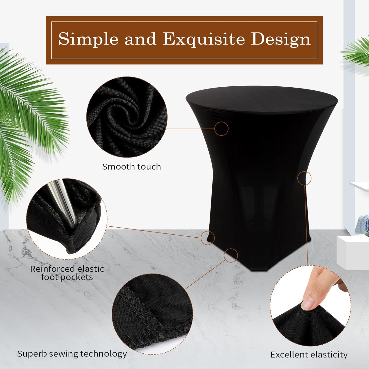 Linyuthia 14 Pack Spandex Round Tablecloths Black