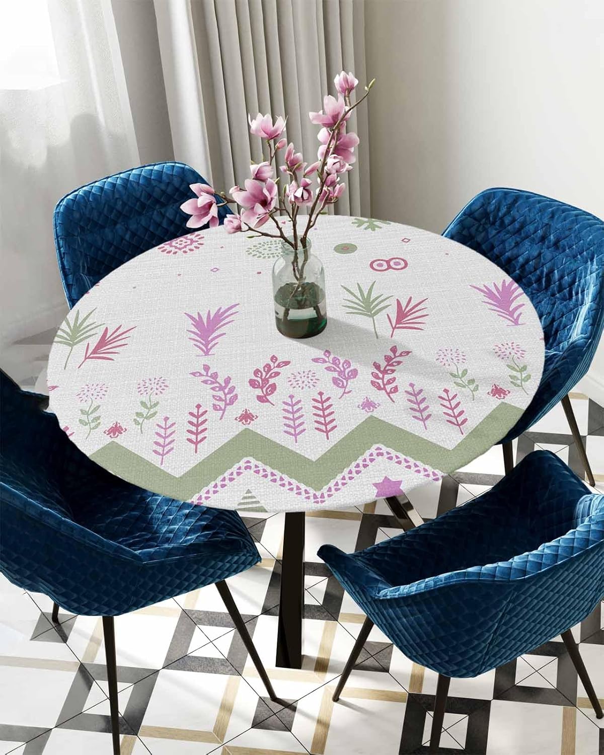 ZOE GARDEN Botanical Boho Round Waterproof Table Cover