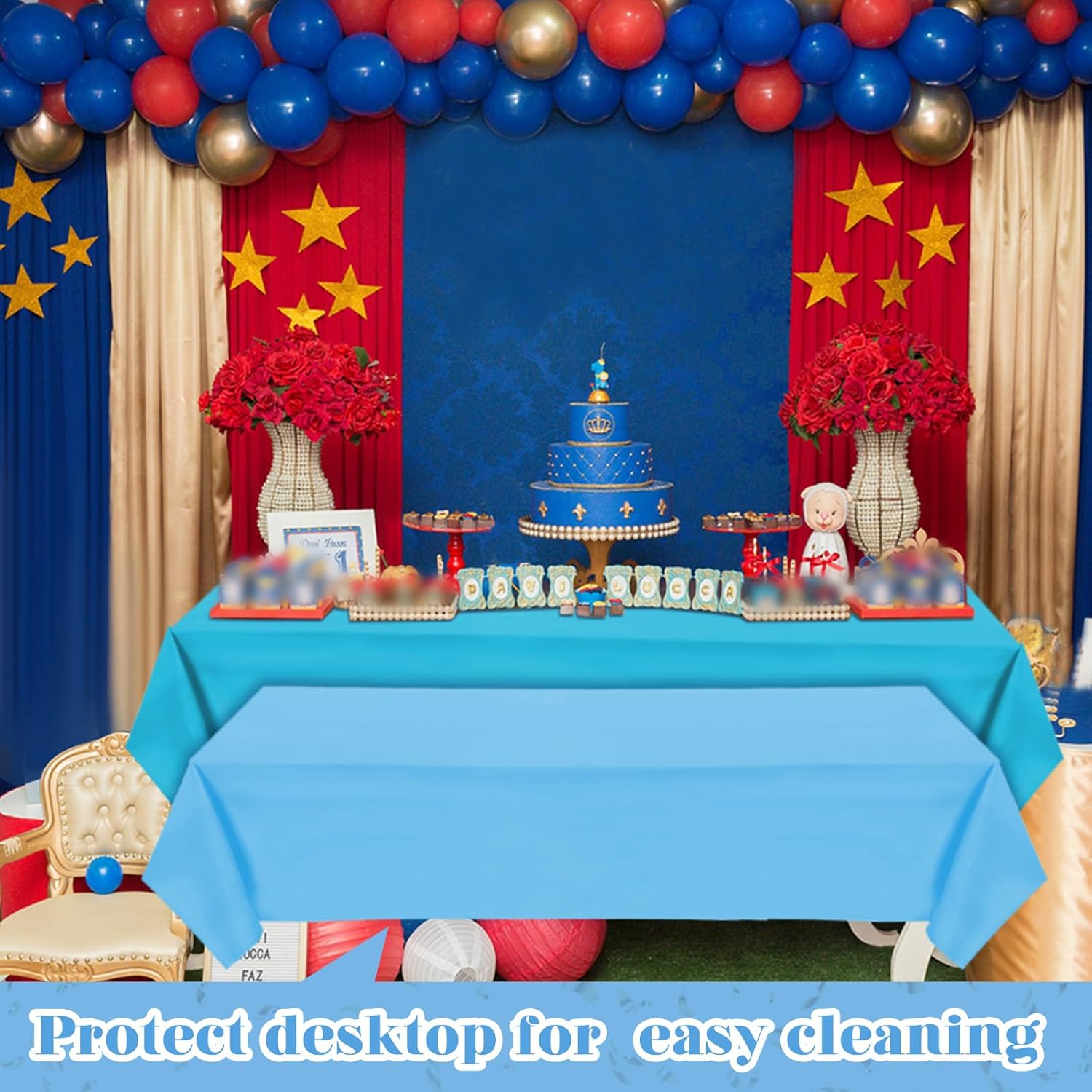 Frienda 12 Pcs Assorted Color Plastic Tablecloth for Parties