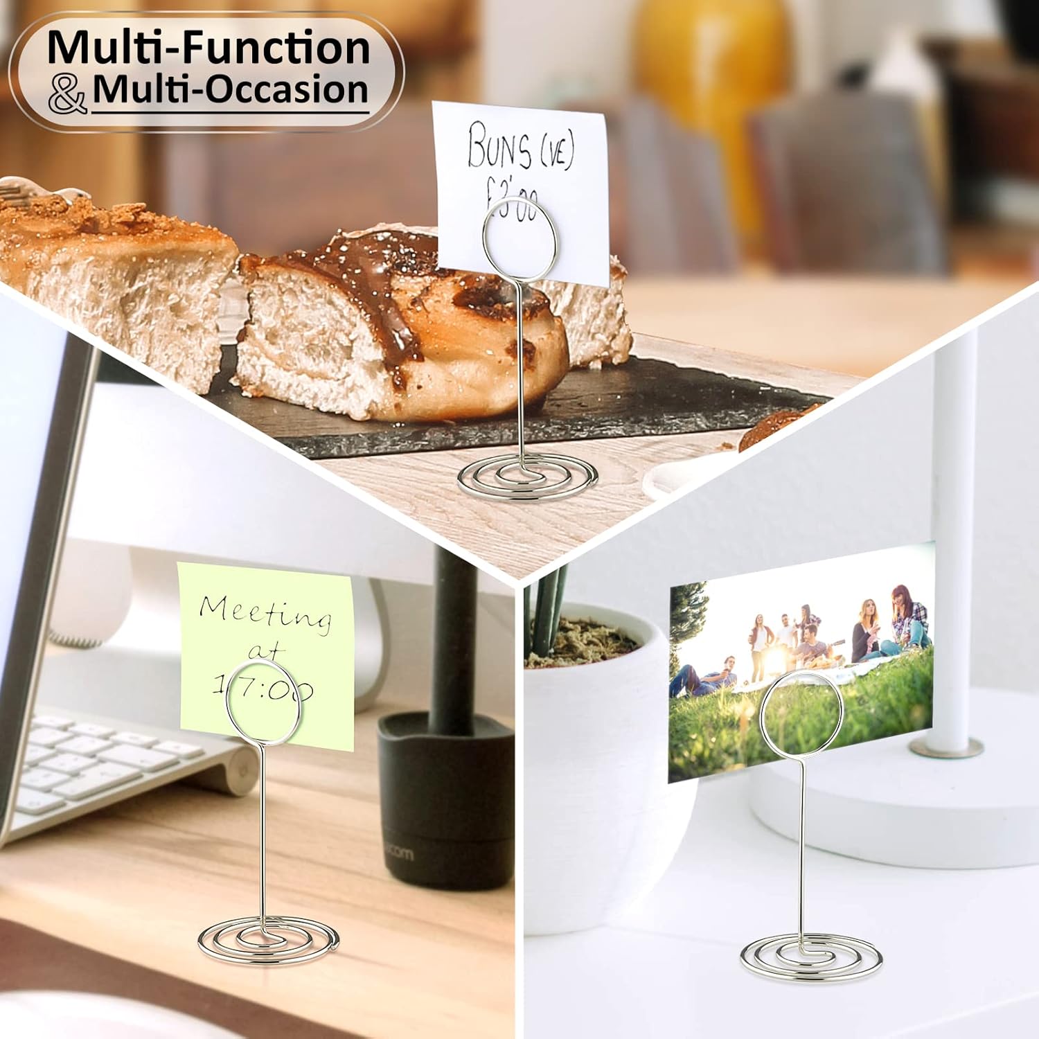 Cyrico 40 Pcs Table Number Place Card Holder with Silver Clamps