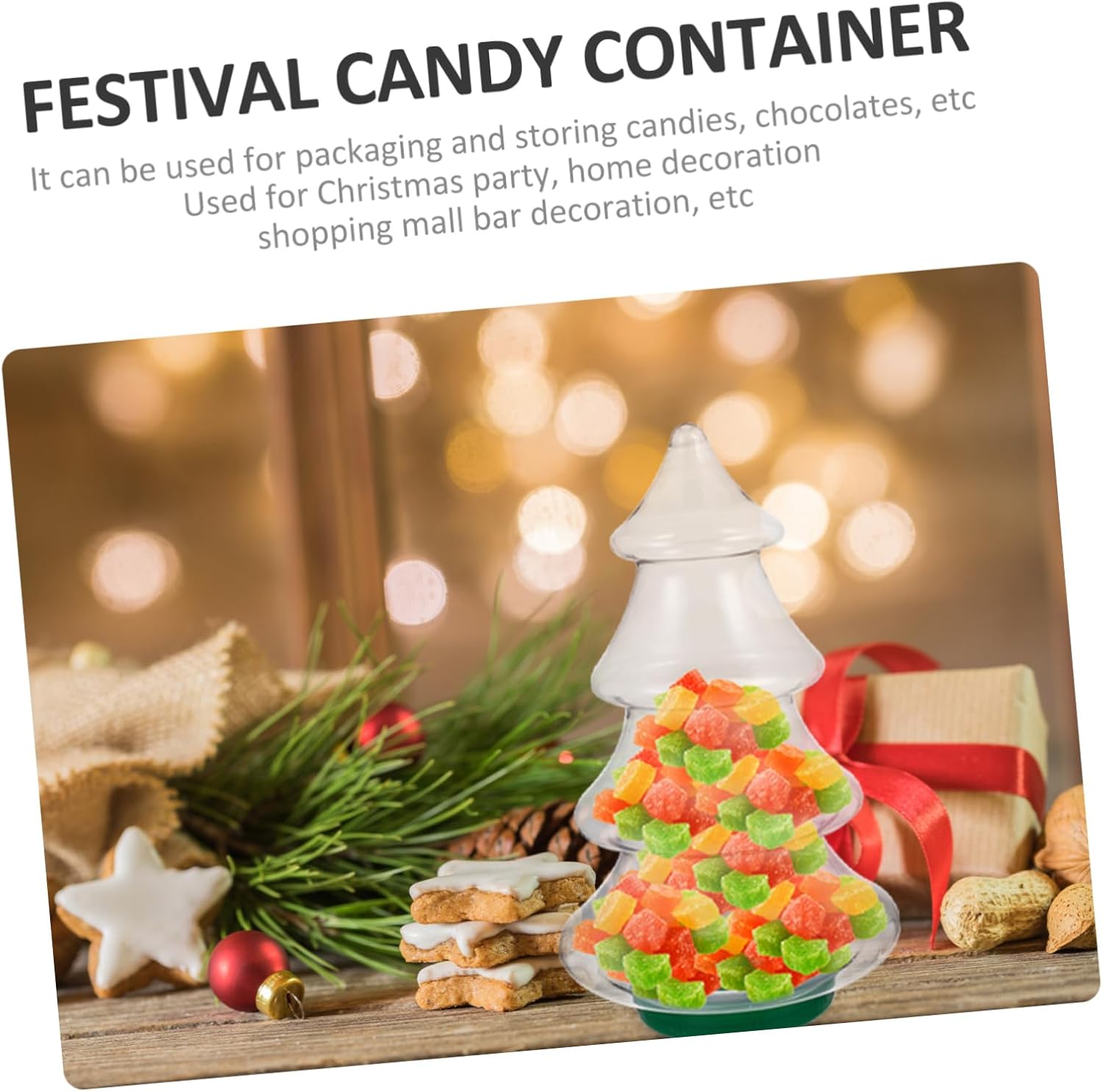 Christmas Tree Candy Storage Jar for Holiday Treats