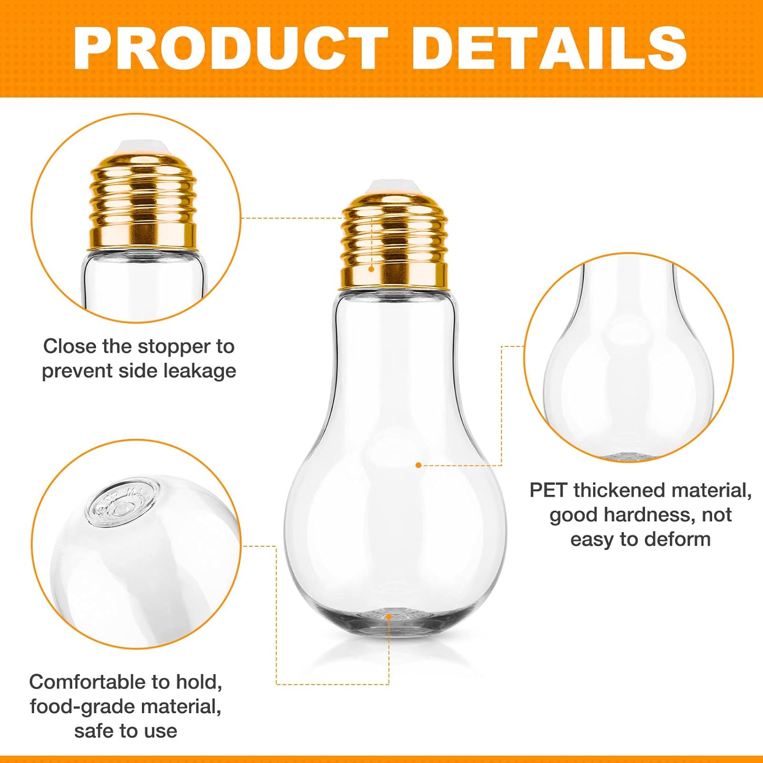 72 Plastic Light Bulb Candy Boxes with Gold Lids