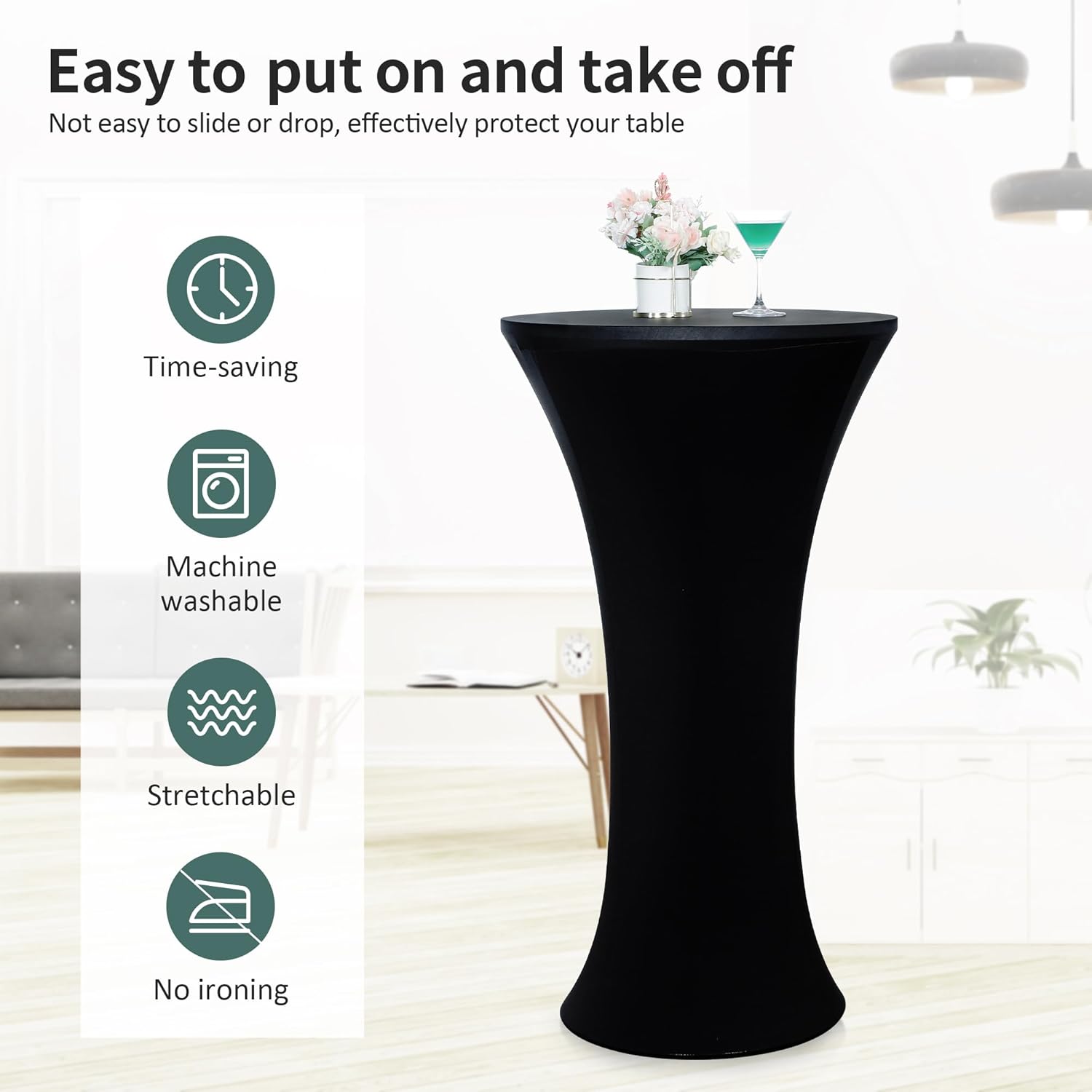 Wolkemer 4PCS Round Cocktail Table Cover
