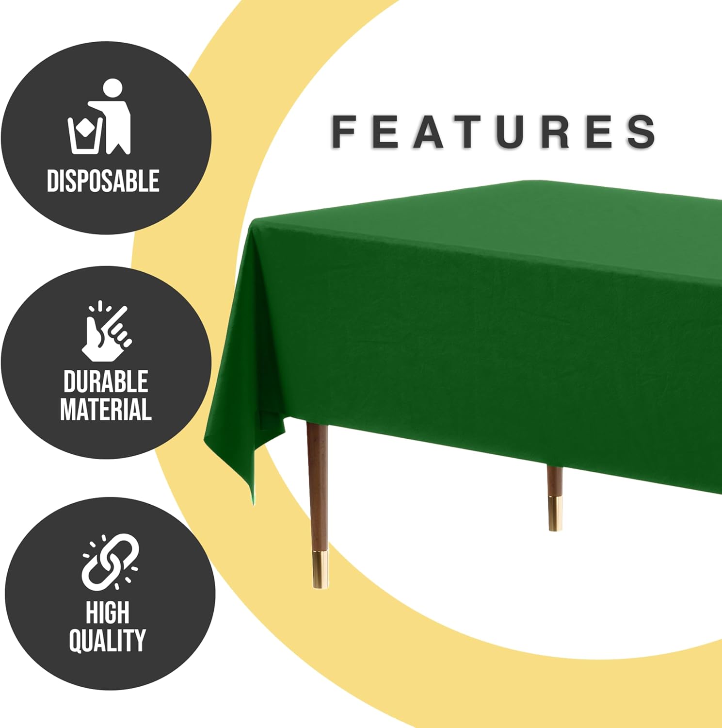 Exquisite Emerald Green 6 Pack Table Cloth 54x108 Inch 05 Mil Premium Plastic Rectangle Cover