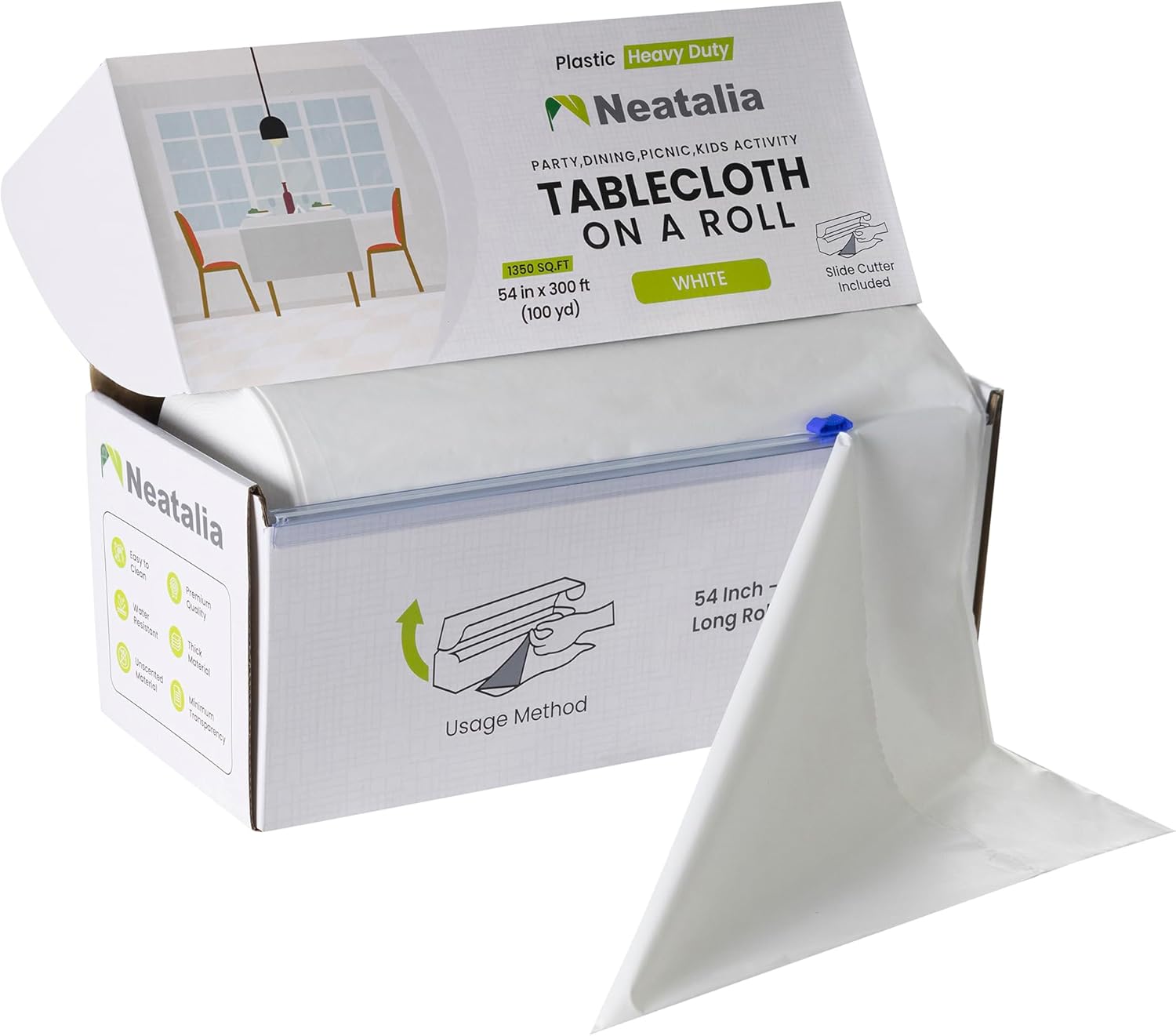 300 ft White Premium Disposable Waterproof Table Cloth Rolls for Outdoor Events