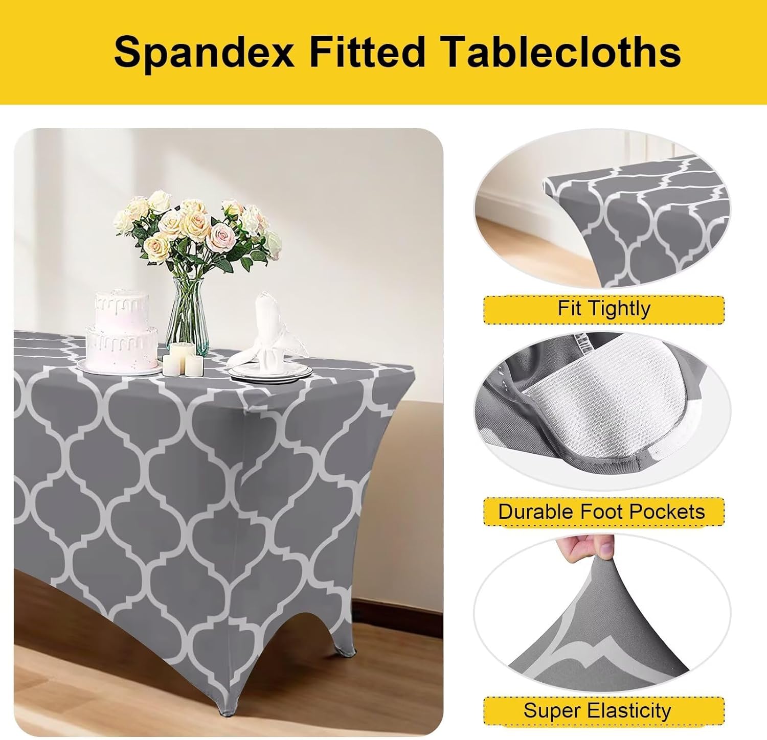 NILUOH 2 Pack 6FT Spandex Tablecloths