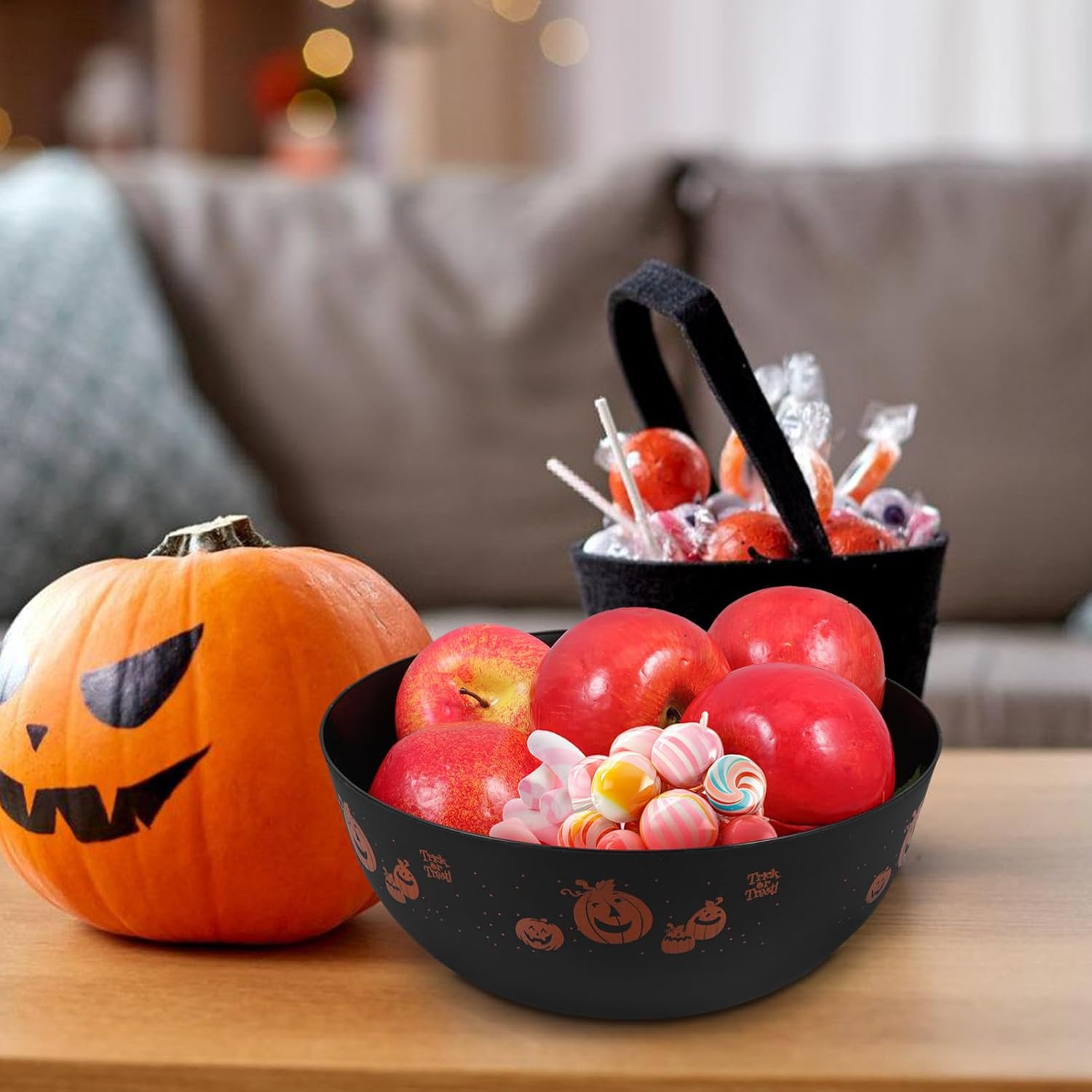 Halloween Candy Bowl Black Plastic