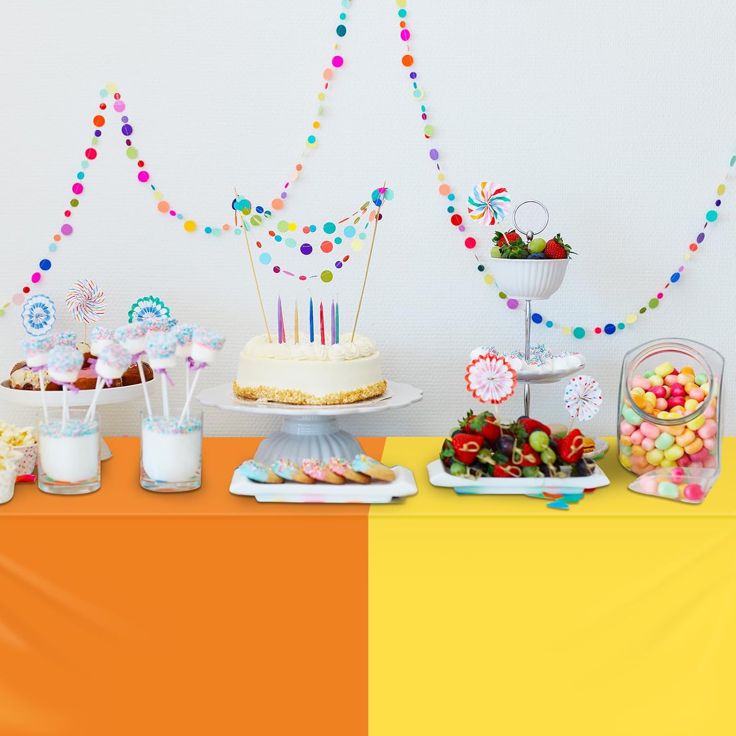 12 Pack Rainbow Color Tablecloths for Events