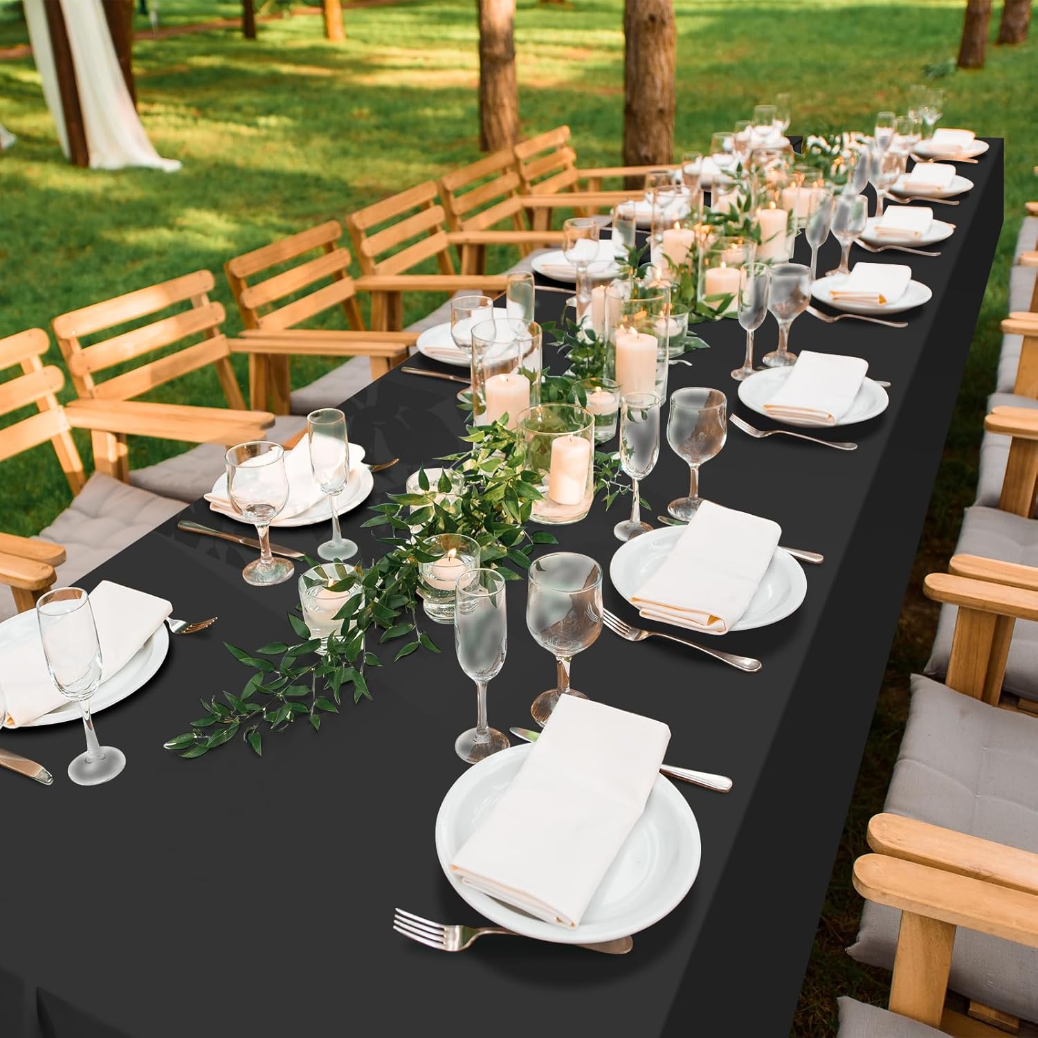 54 Inch X 100 Feet Black Tablecloth Roll with Slide Cutter