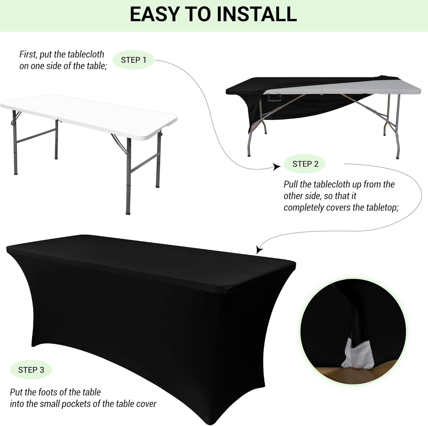 Obstal 6 Pack Stretch Spandex Table Covers for 6 Foot Tables