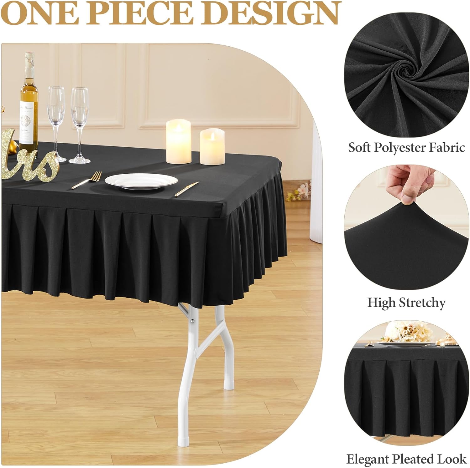 Wish Care 4ft Black Spandex Table Cover