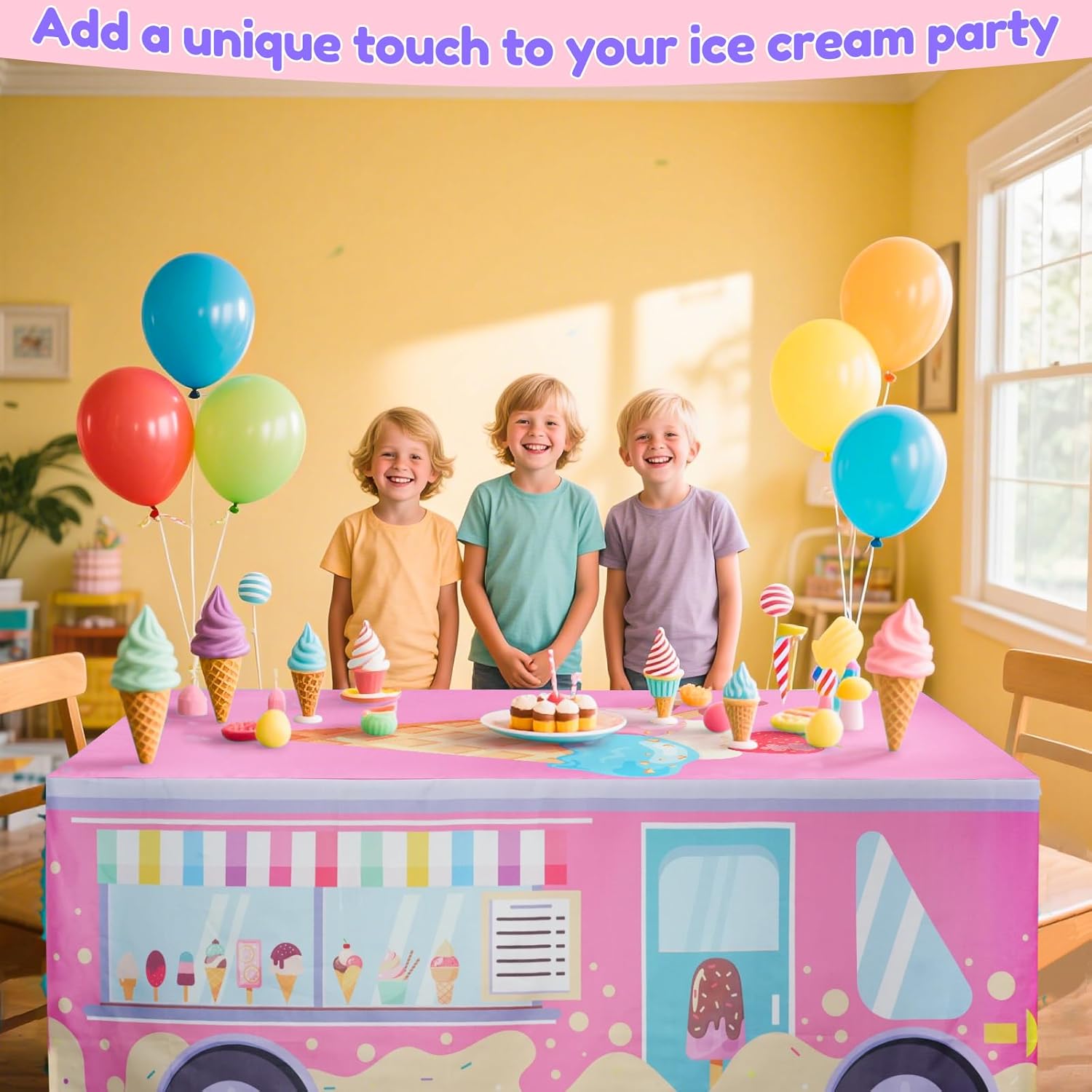 6FT Ice Cream Truck Themed Tablecloth