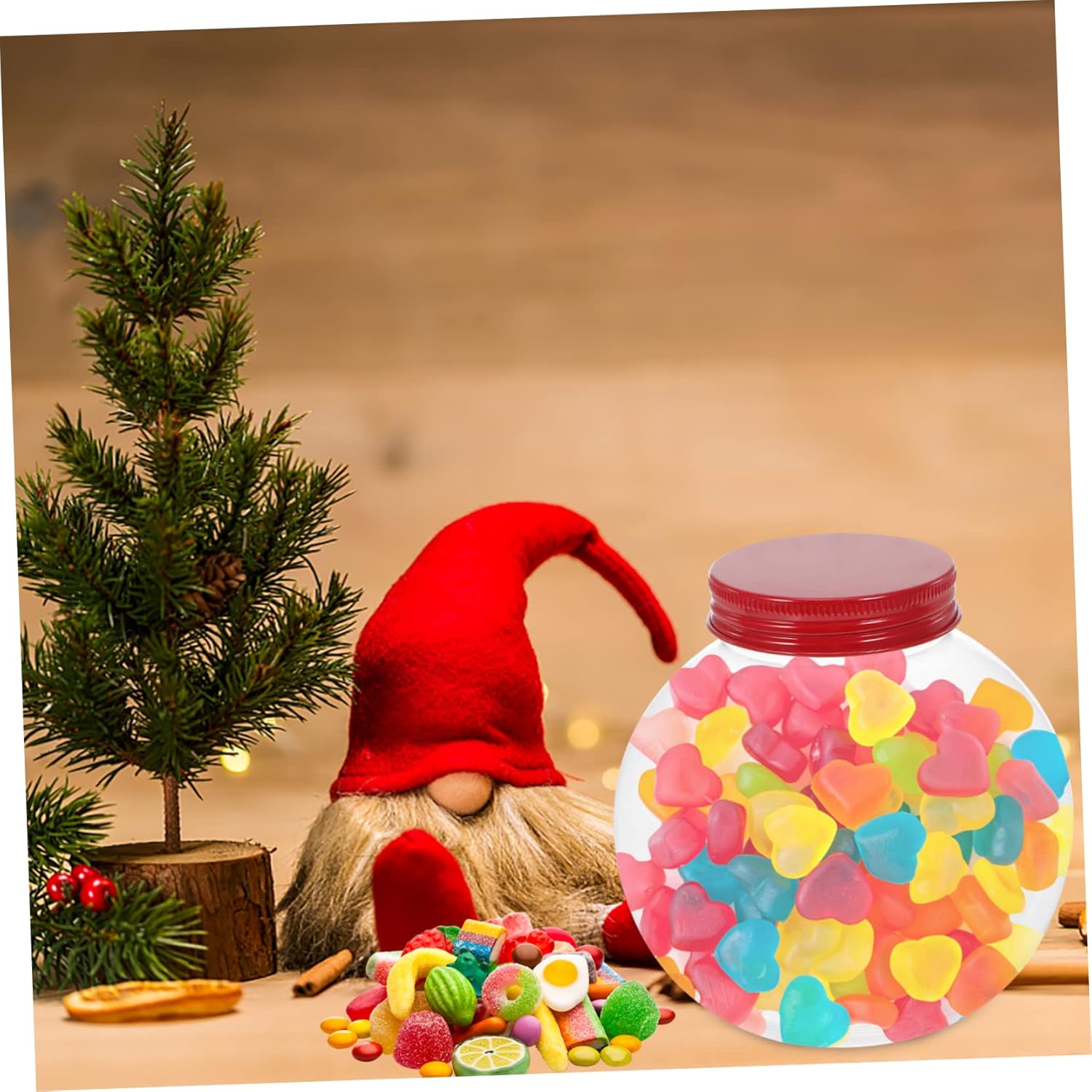 5pcs Shaped Candy Jar with Seal Lid for Christmas Party Treats