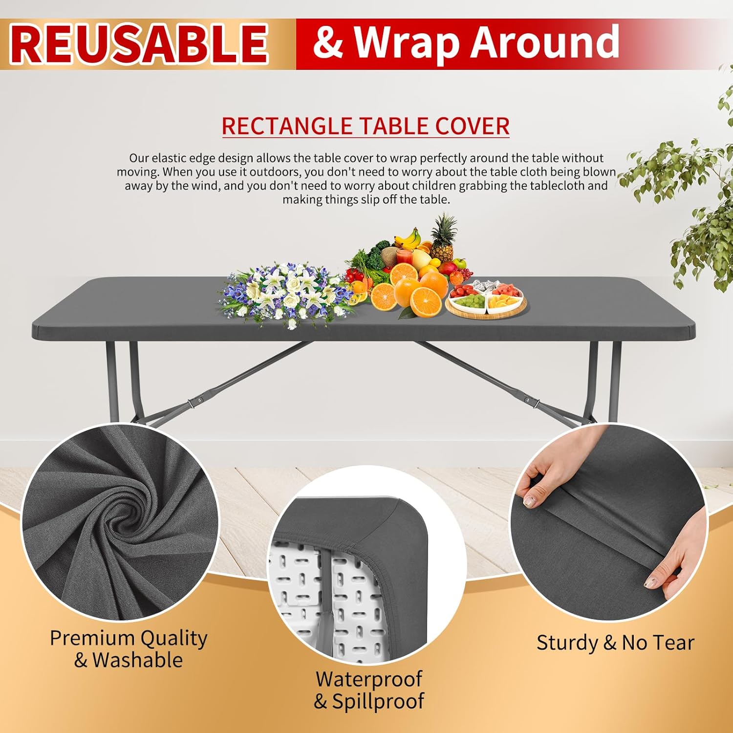 Showgeous 6 Pack Rectangle Tablecloths for 6 Foot Tables