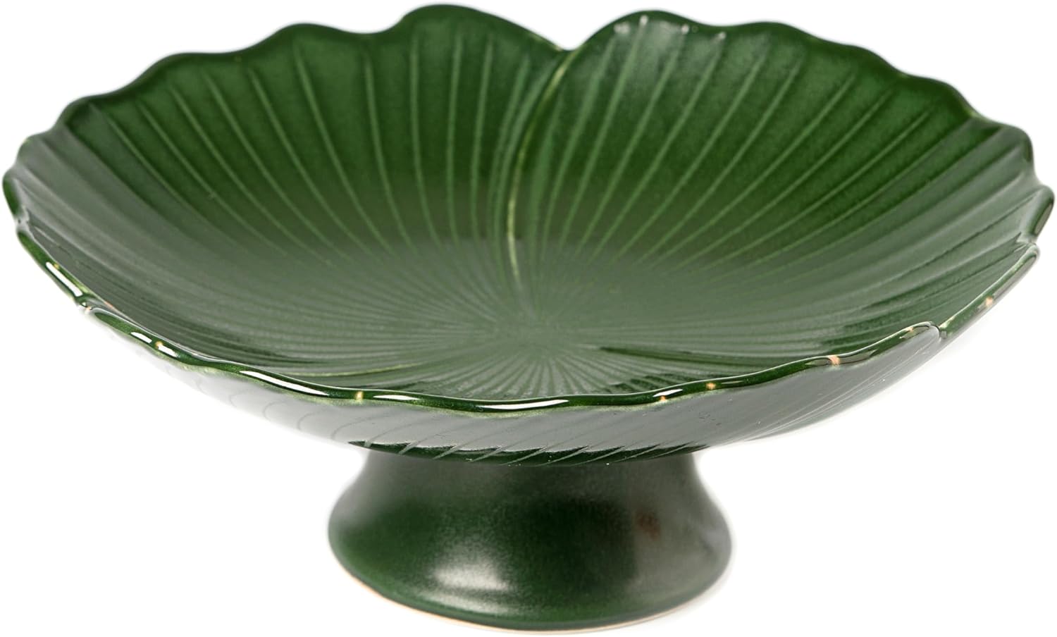 Green Ceramic Fruit Bowl with Lucky Clover Design 85 Inch