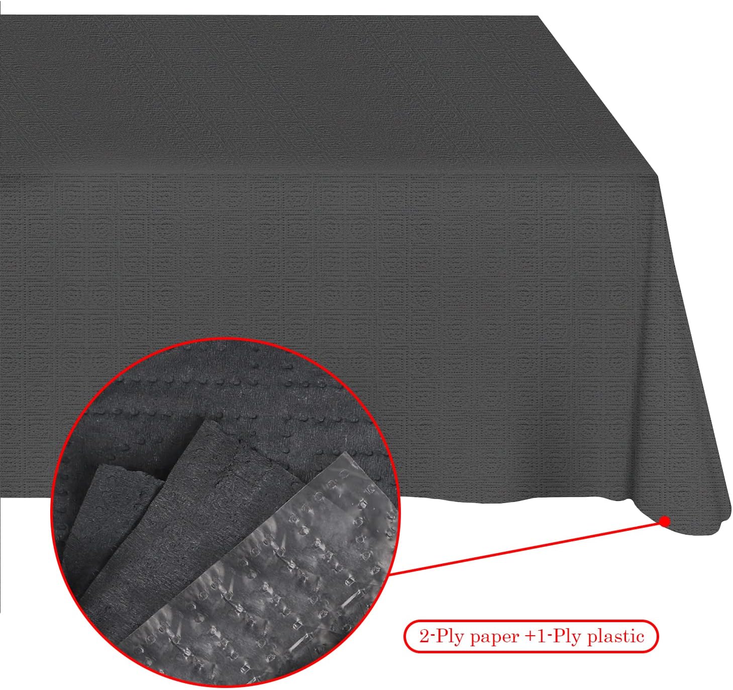 NEWOOK Black Rectangle Tablecloths 6 Pack