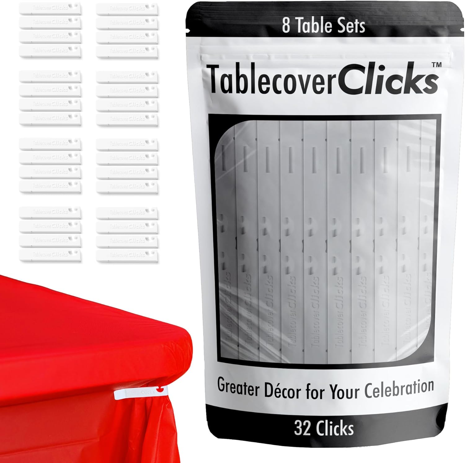 32 Pack Table Cover Clips for Plastic Tablecloths - Party Decor