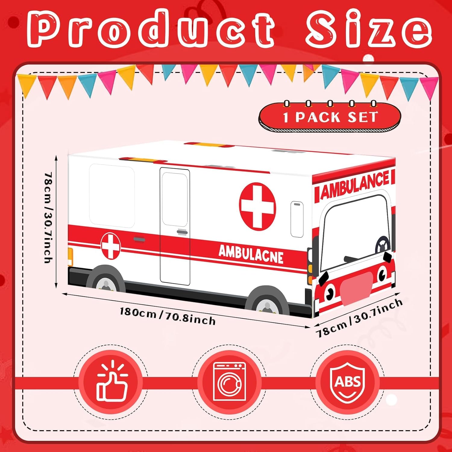 Cumule 6 Ft Ambulance Themed Tablecloth