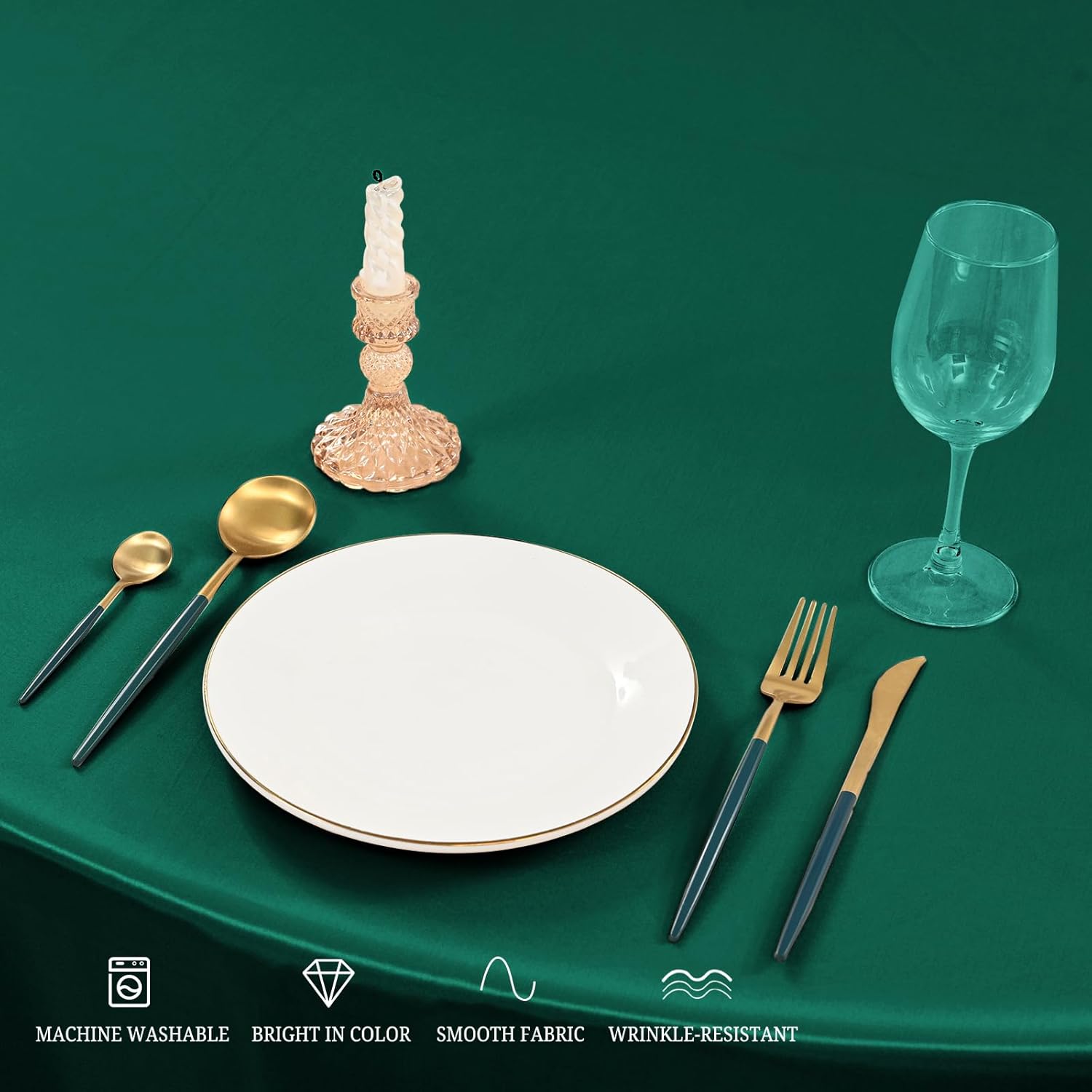 12 Pack 120 Inch Round Tablecloth Hunter Green Satin