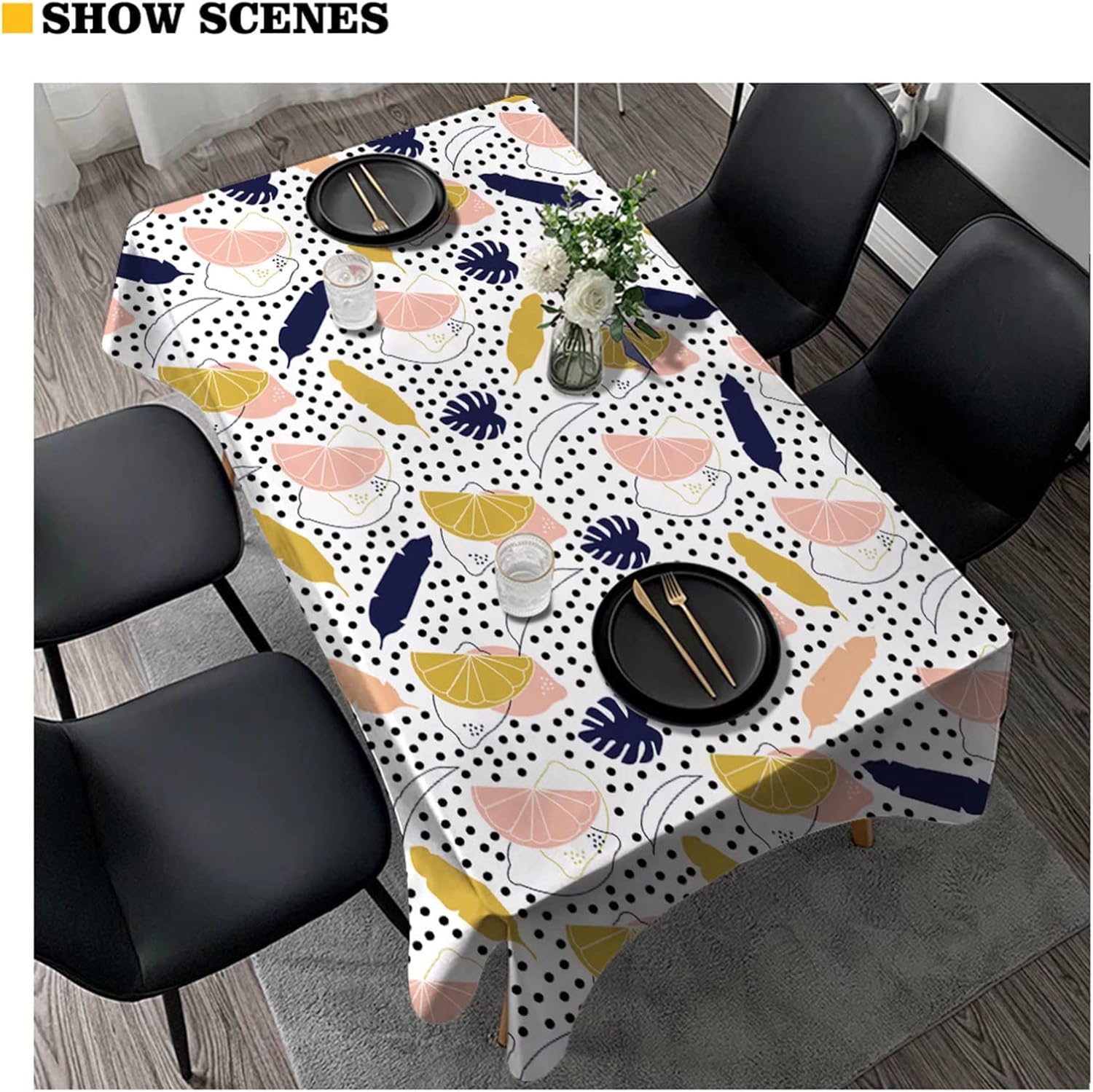 Black Grey Heavy Duty Tablecover Protector 52x52 Inch Rectangle for Kitchen Dining Parties