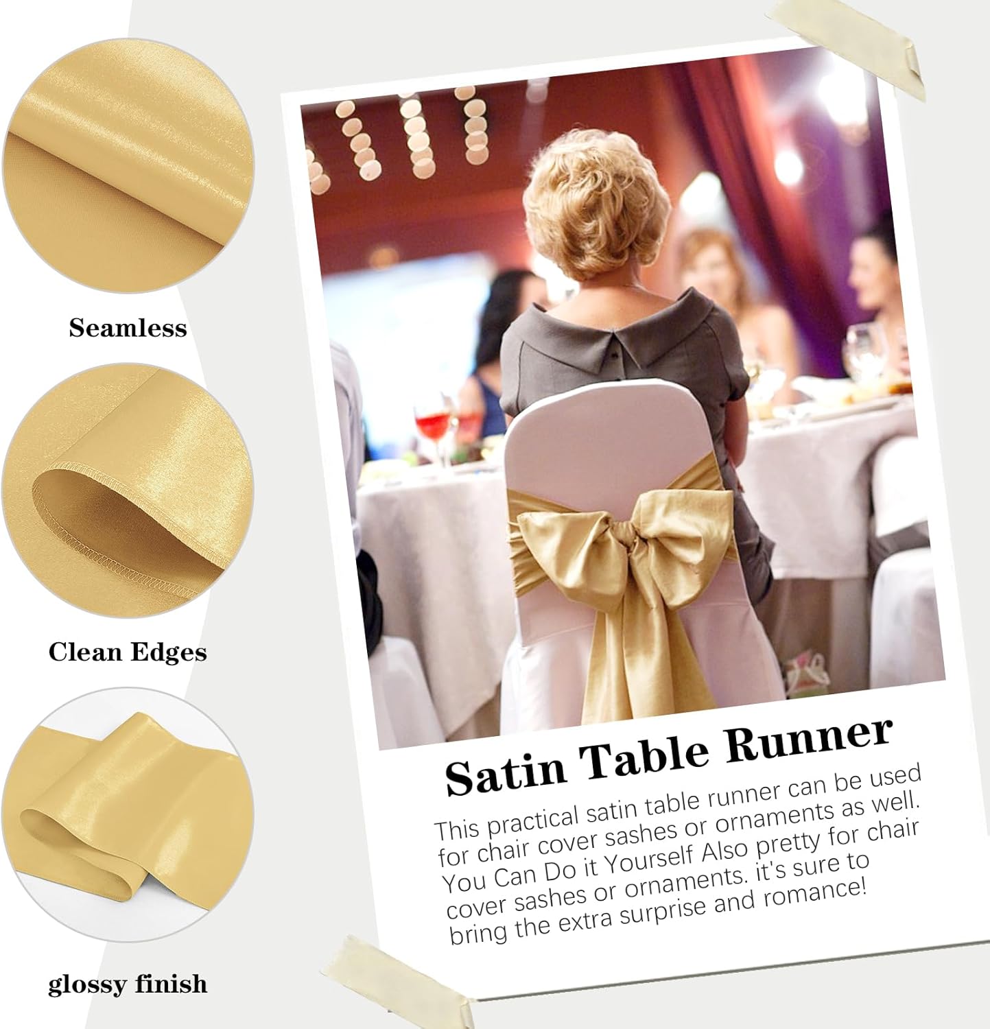 10 Pack Light Gold Satin Table Runner 12x108 Inch