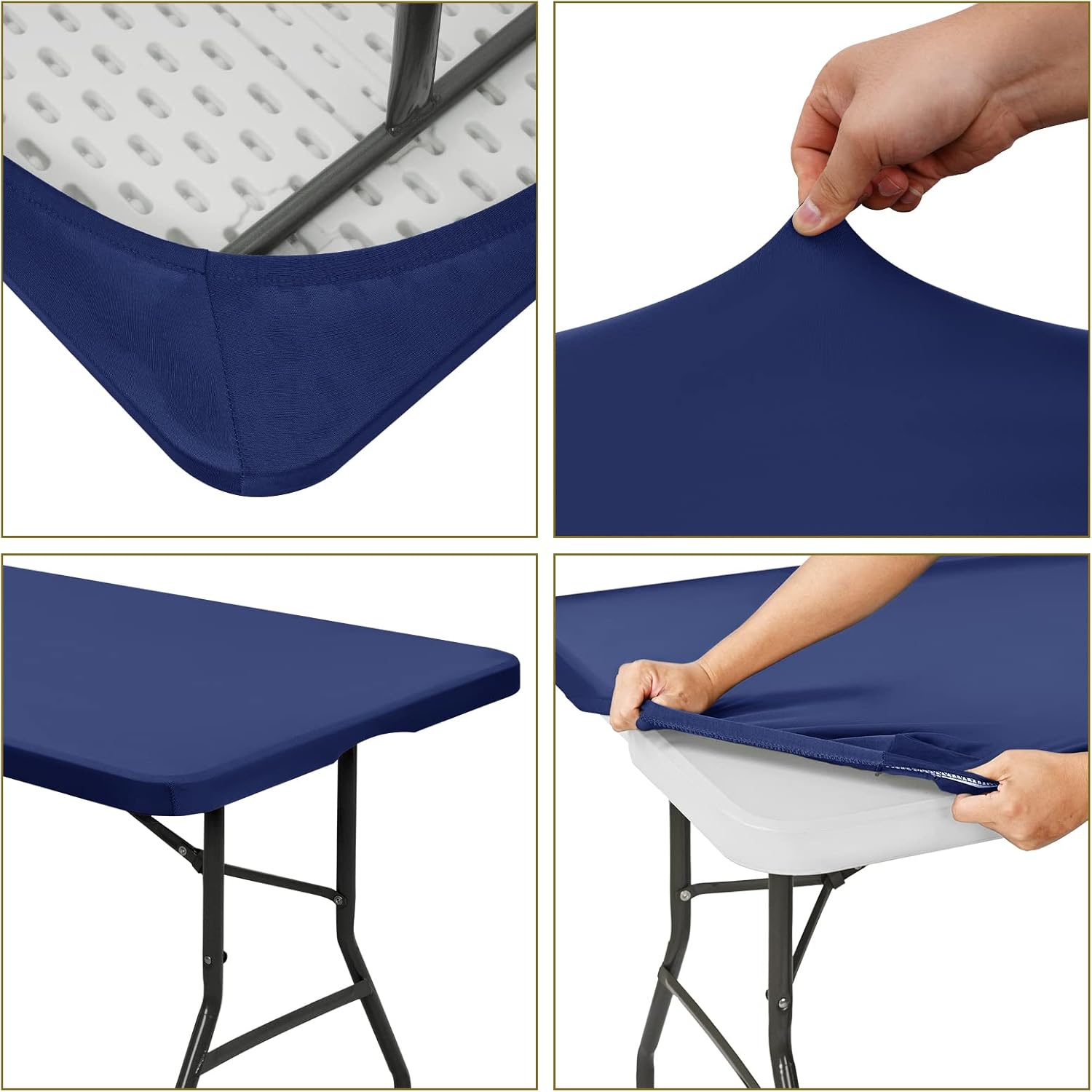 6 Pack Stretch Table Cover for 6 Tables Navy Blue 30 W x 72 L