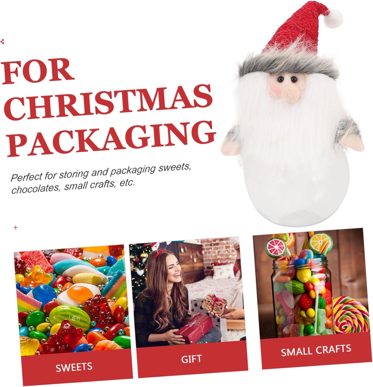 Gadpiparty Christmas Candy Jar with Snowman and Reindeer Design