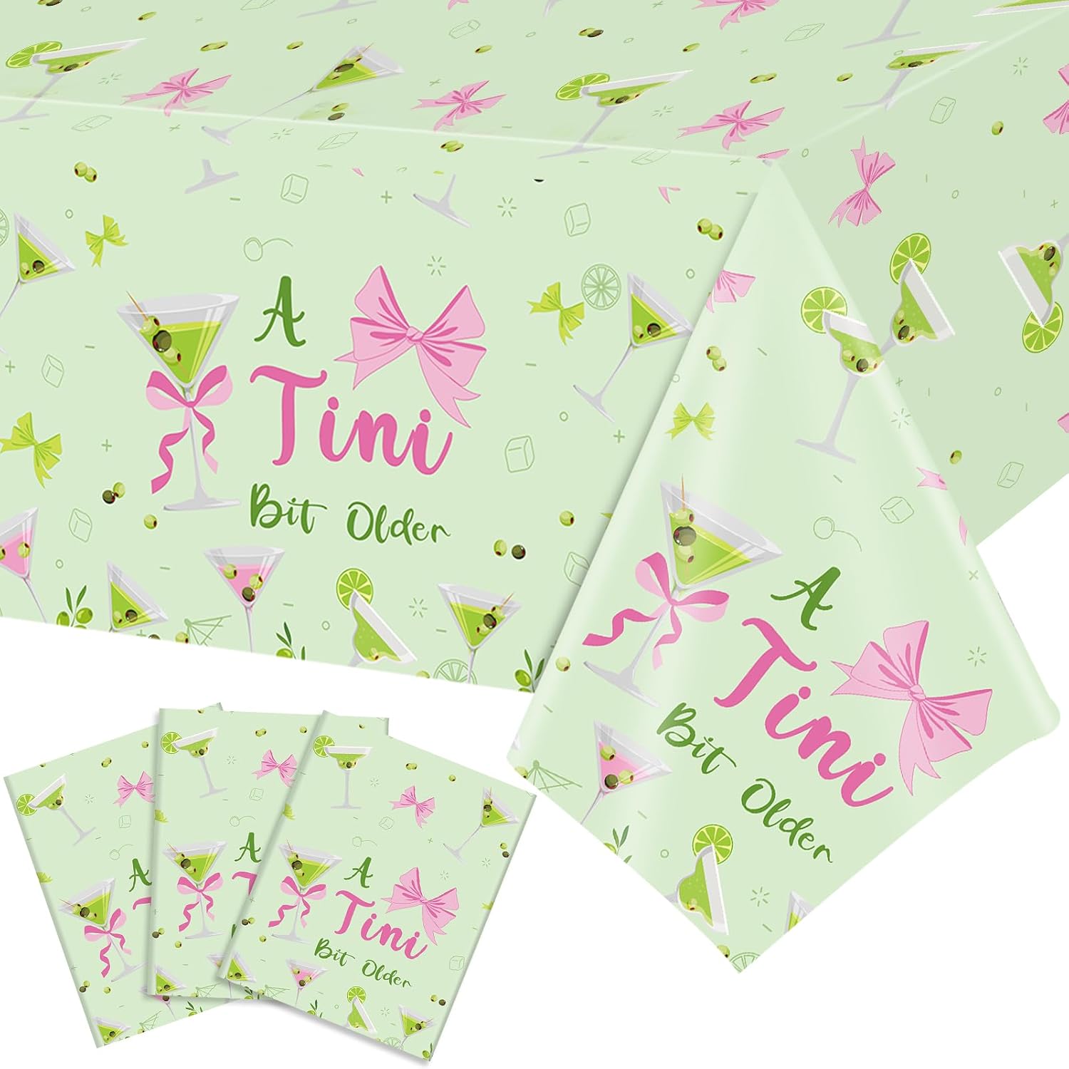 3 Pack Green Martini Tablecloths Birthday Decorations