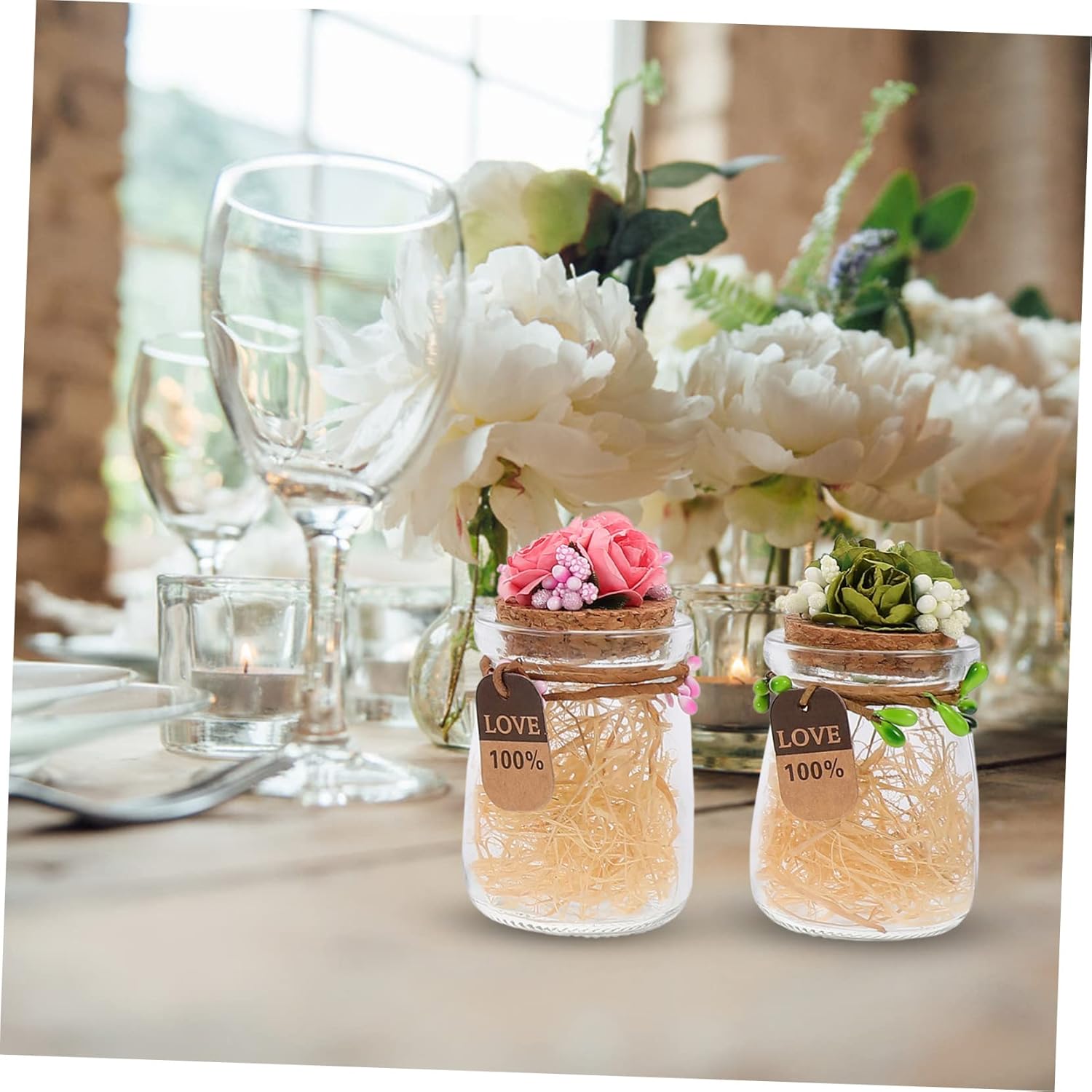 MAGICLULU 4pcs Colorful Glass Candy Bottles with Cork for Party