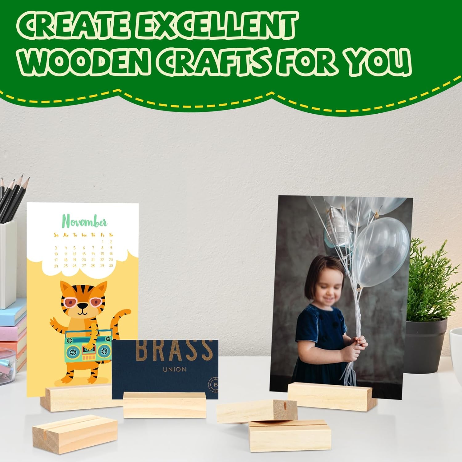 15 Piece Wood Place Card Holder Set for Ceremonies and Events