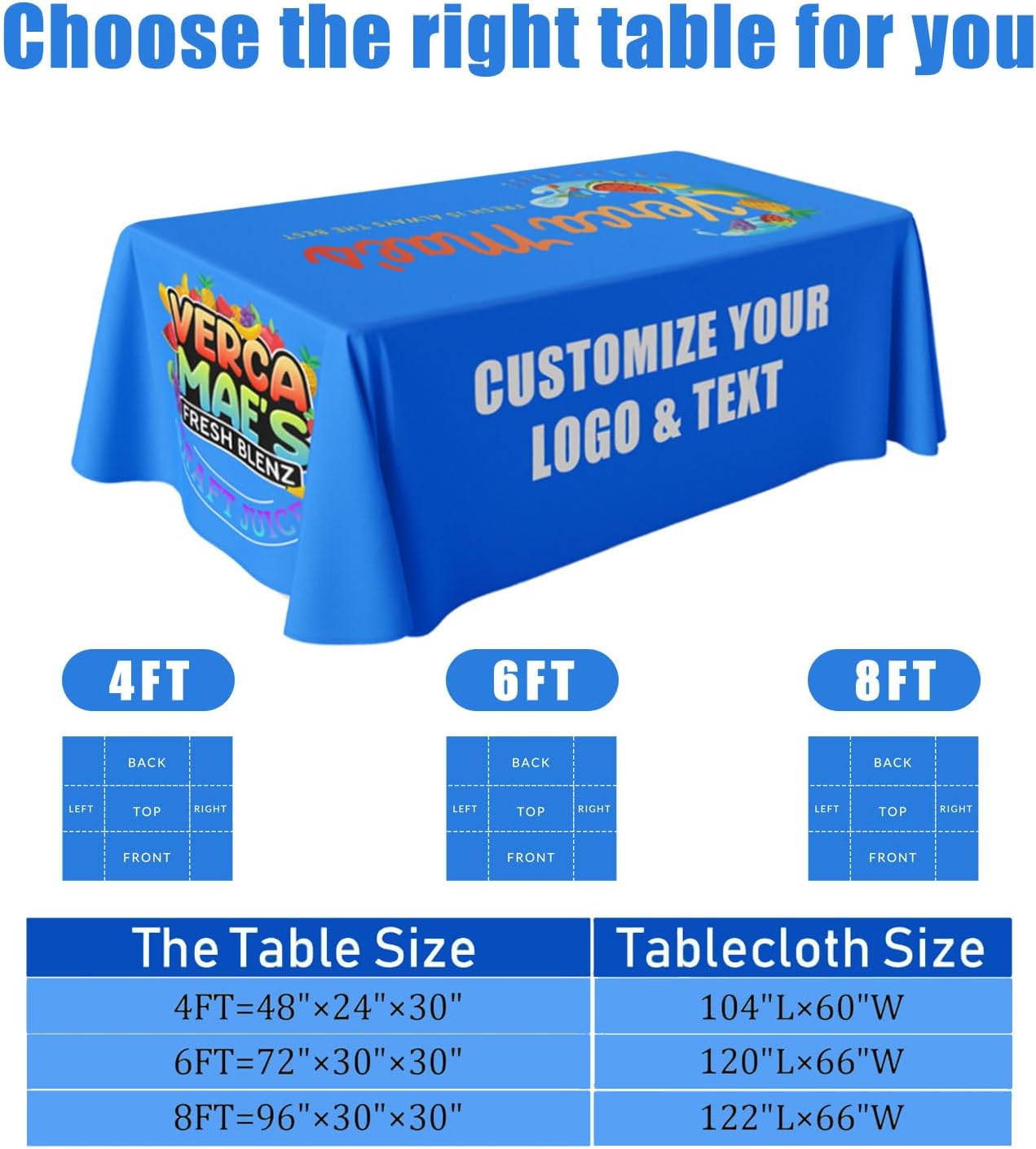 Custom Table Cloth with Business Logo Text Personalized Table Runner for Events