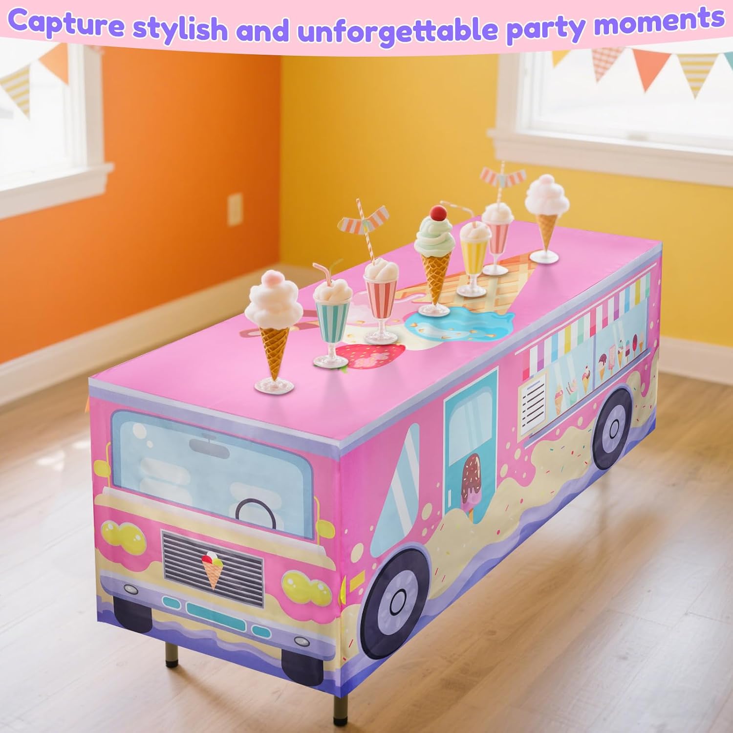 6FT Ice Cream Truck Themed Tablecloth