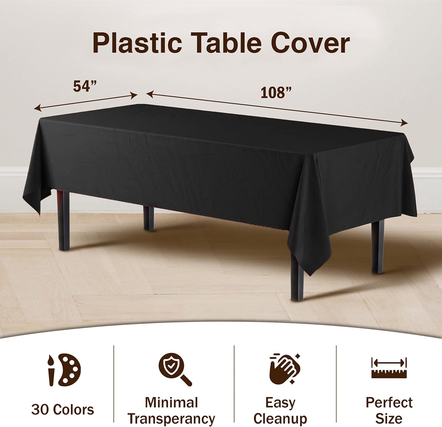 Exquisite Party Solids 12 Pack Plastic Tablecloth 54x108 Rectangle Cover Clear