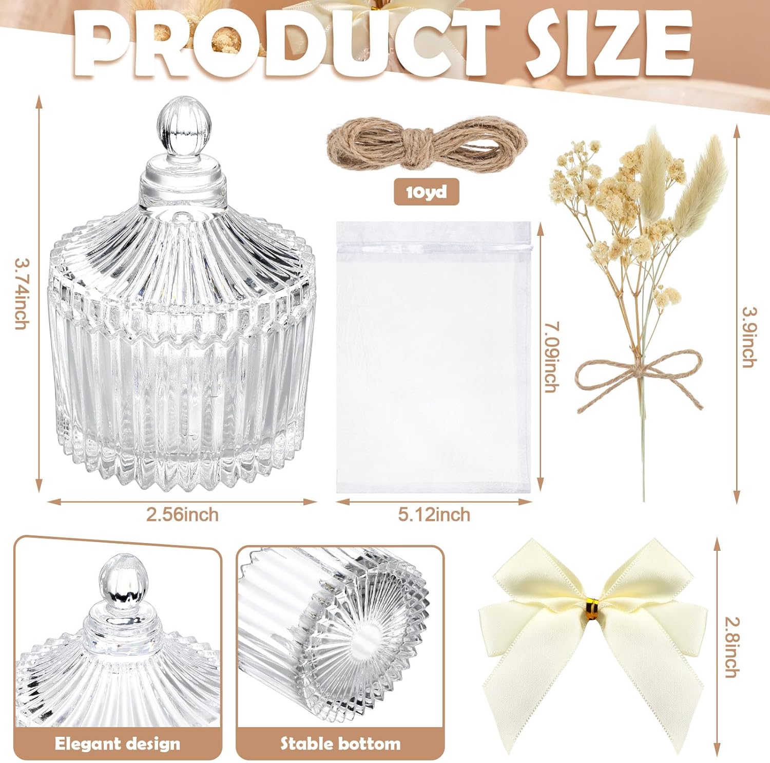 Honeydak 12 Piece Glass Candy Jar Set with Lids and Decorations