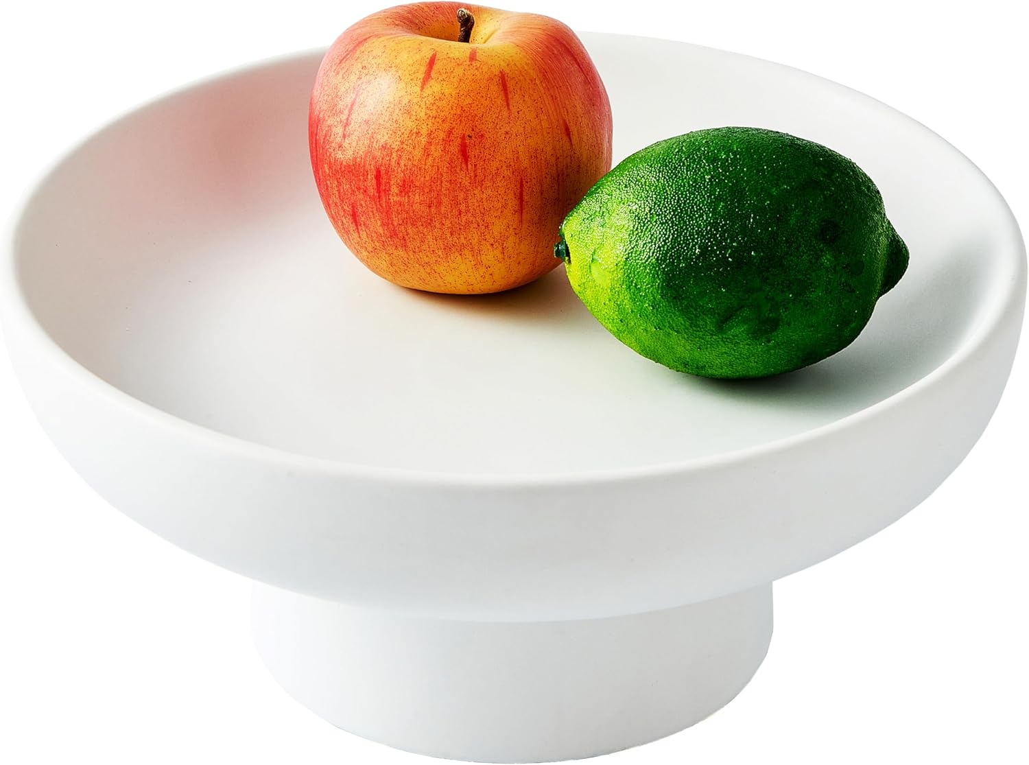 Denique White Ceramic Fruit Bowl 10 Inch