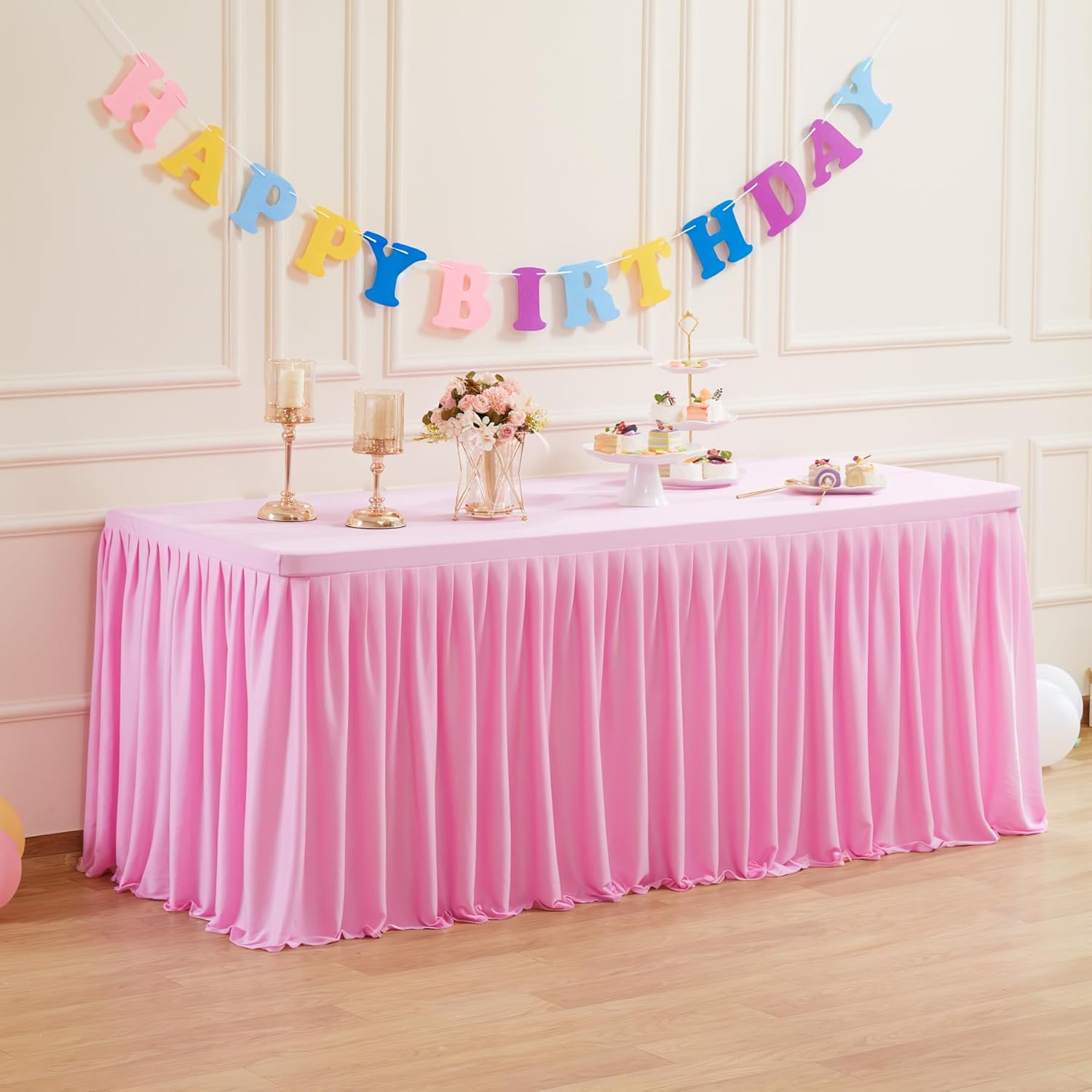 Suppromo 6ft Pink Stretchy Tablecloth 5-Pack