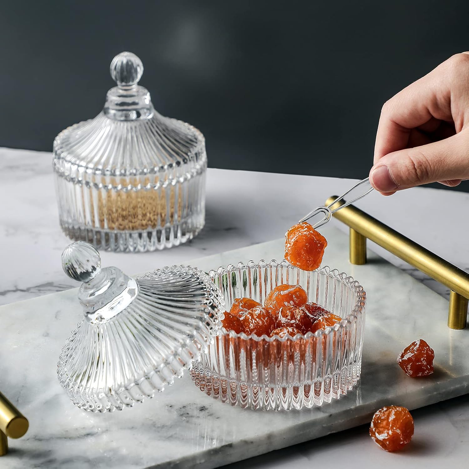Crystal Clear Castle Jar with Lid Set of 2