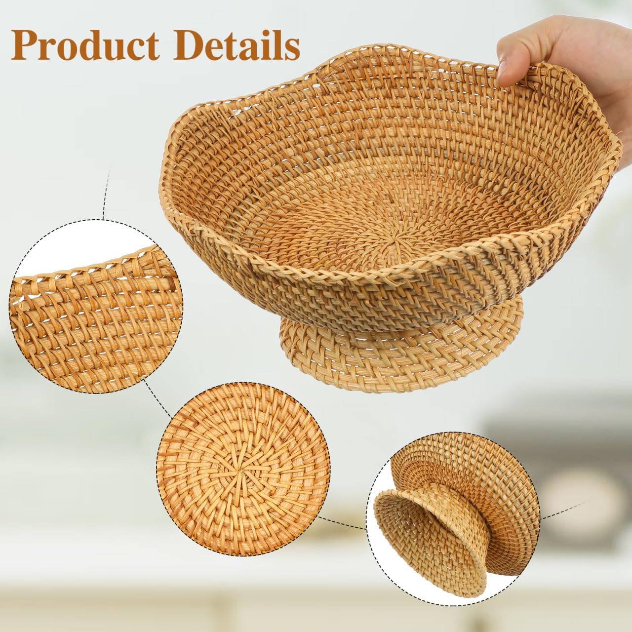 PRETYZOOM Rattan Fruit Bowl 98 Inches